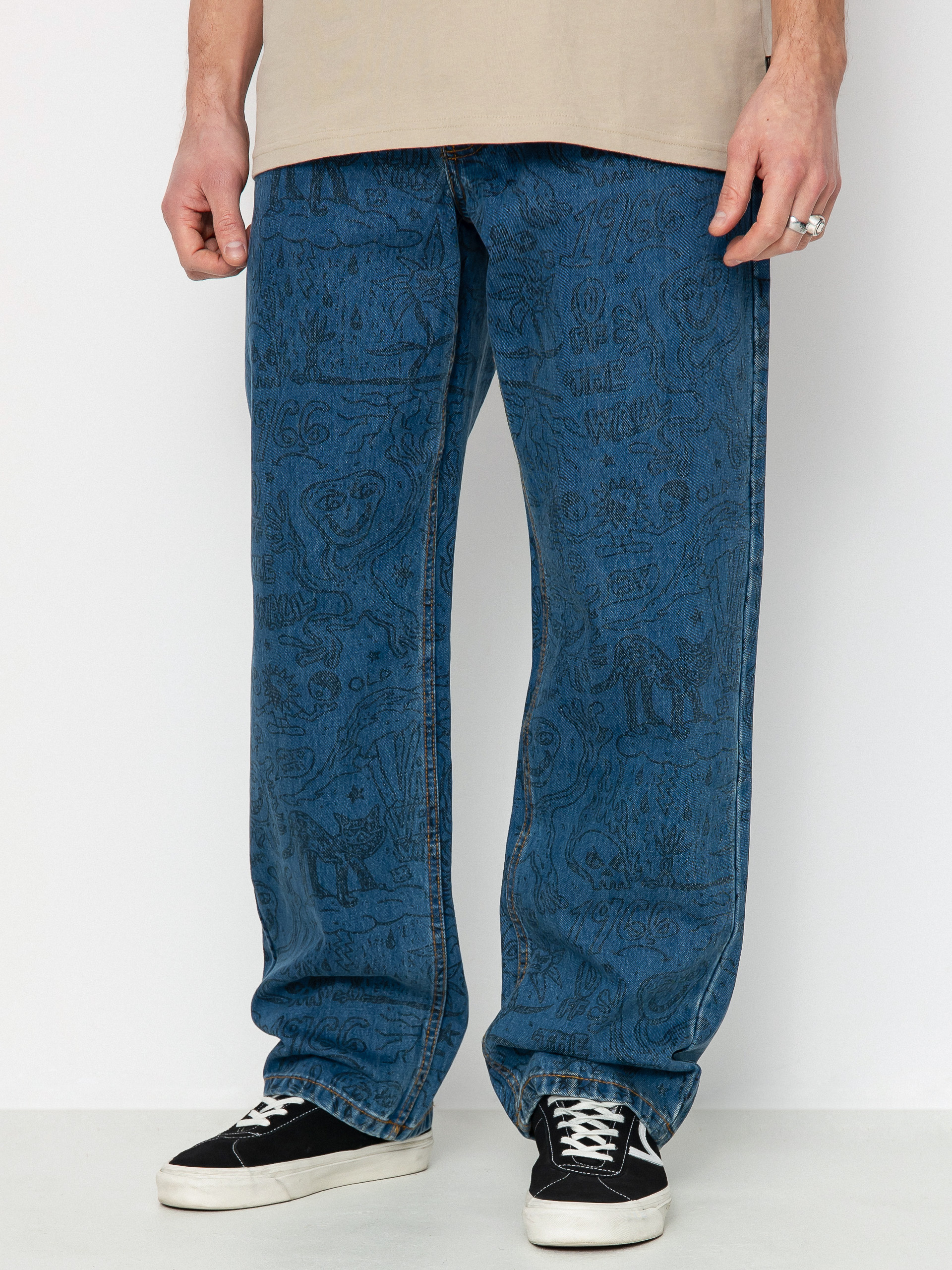 Kalhoty Vans Check 5 Printed Loose Denim (vintage indigo)