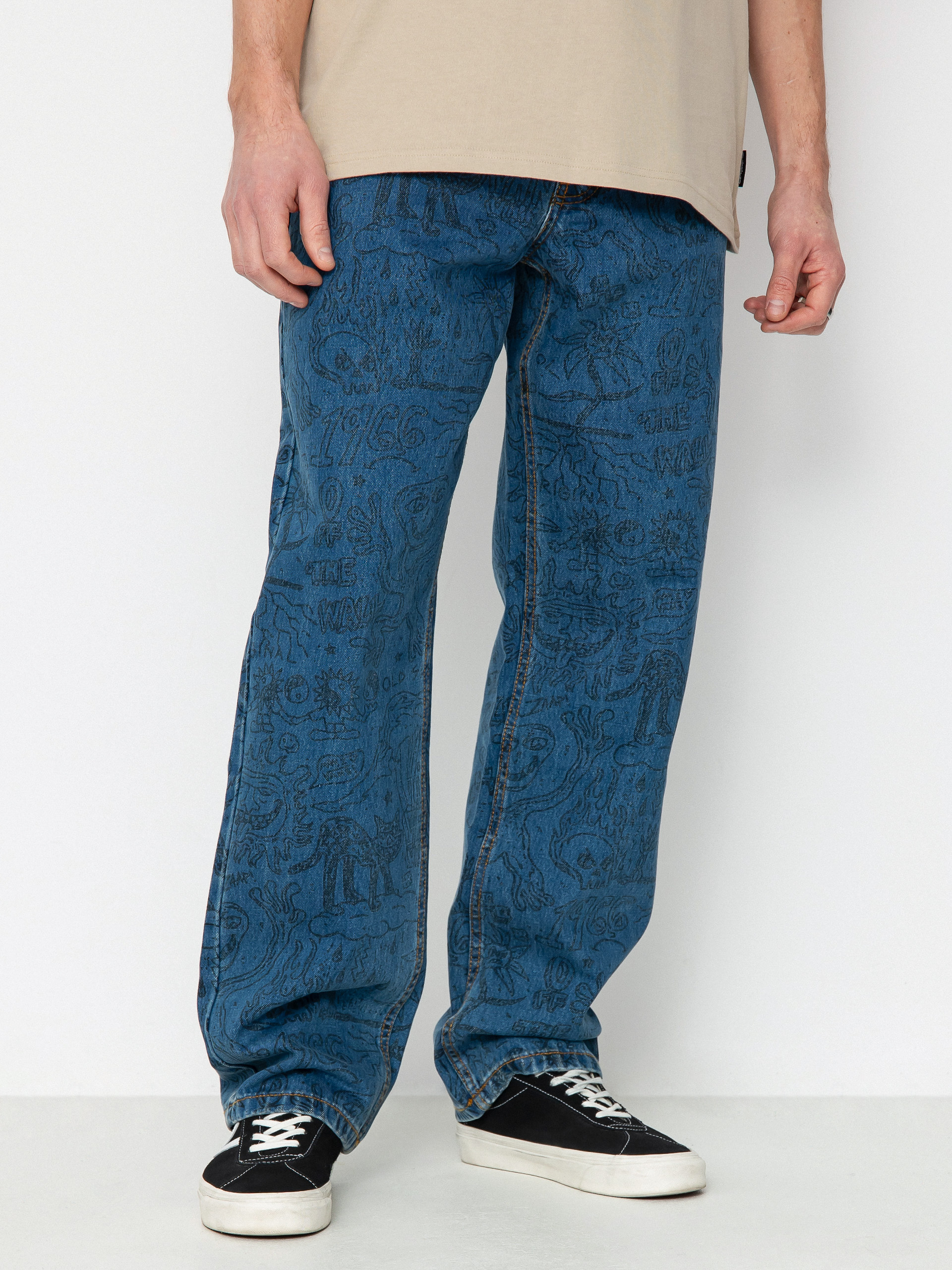 Kalhoty Vans Check 5 Printed Loose Denim (vintage indigo)
