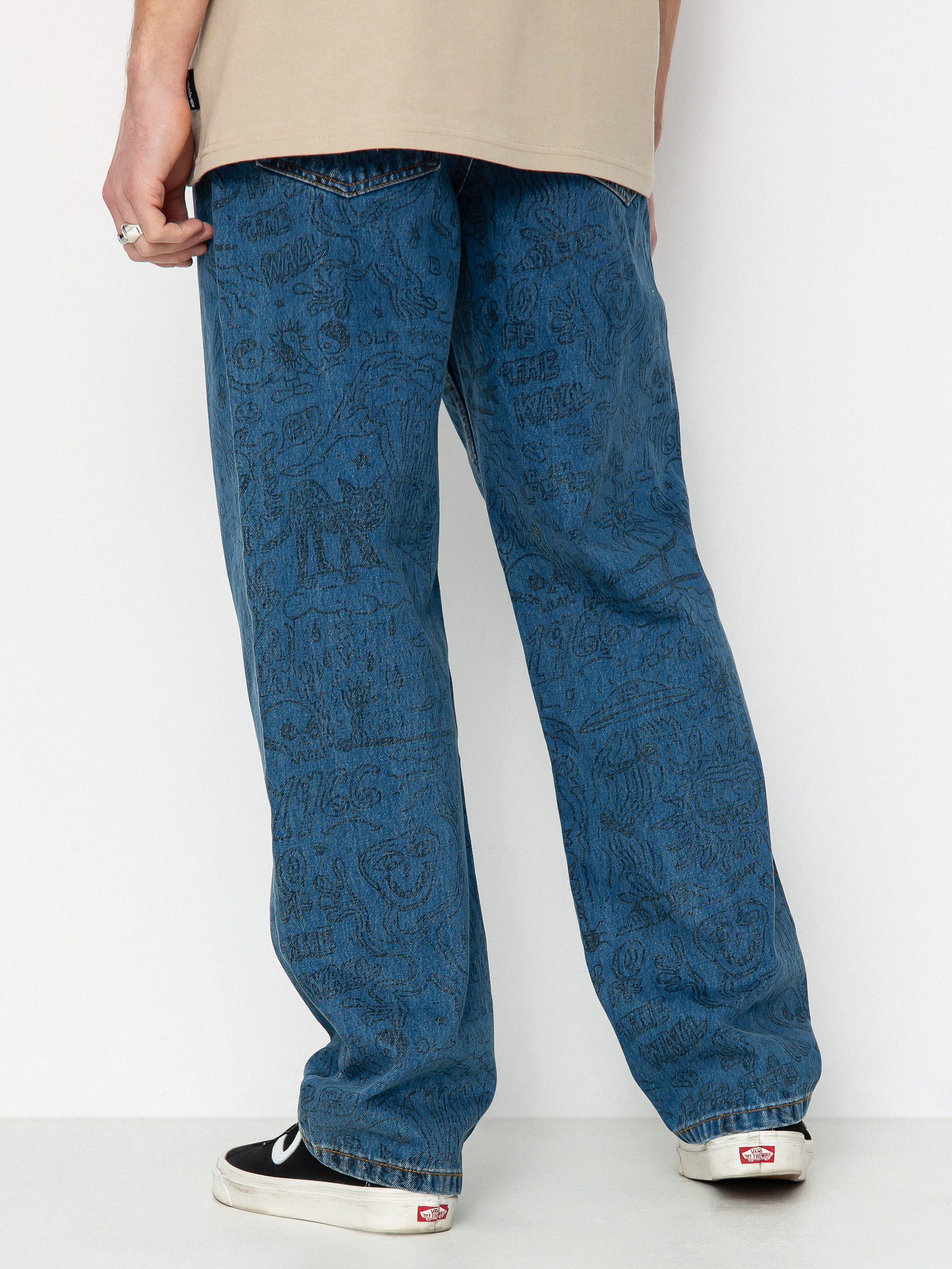 Kalhoty Vans Check 5 Printed Loose Denim (vintage indigo)