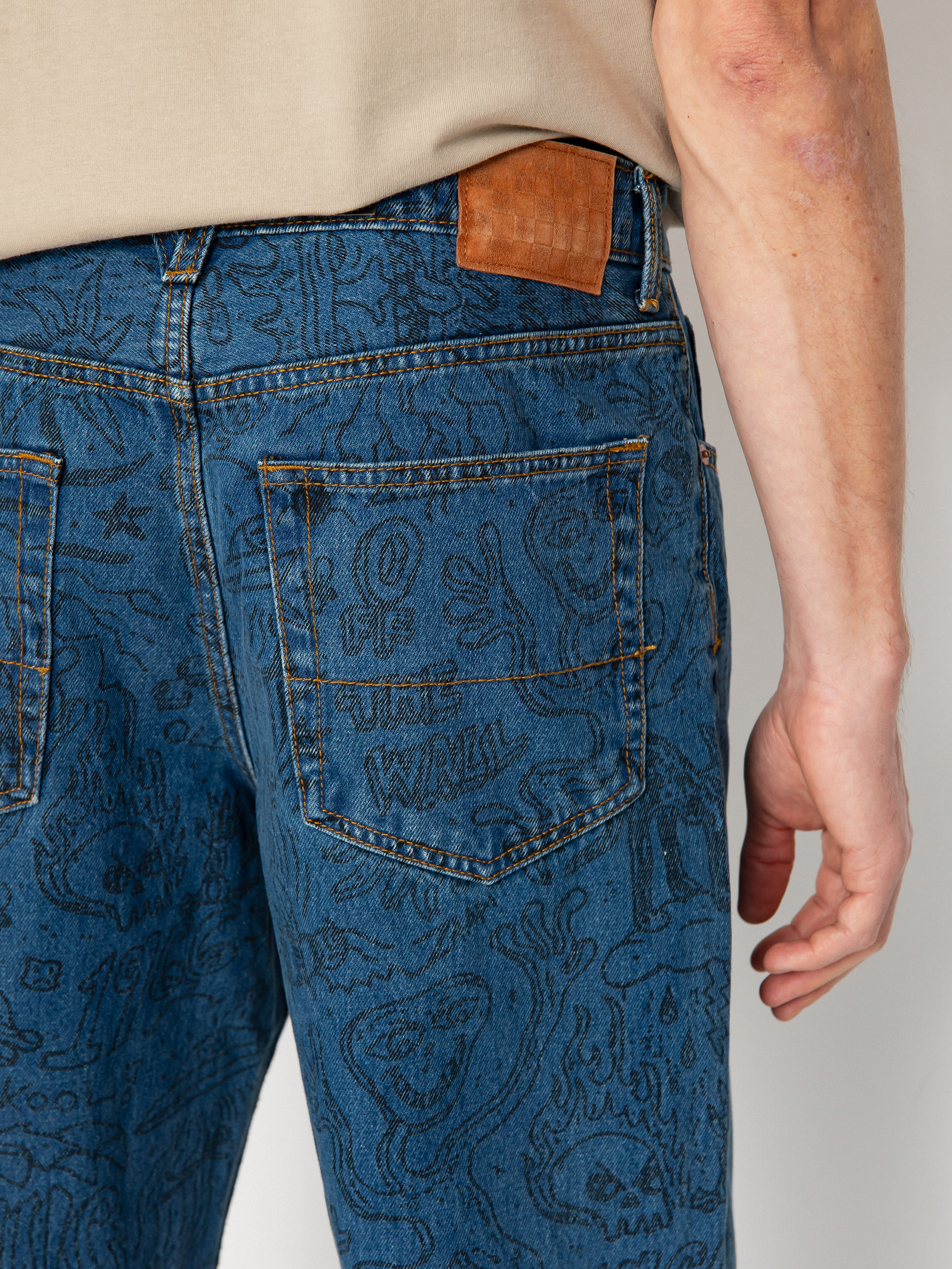 Kalhoty Vans Check 5 Printed Loose Denim (vintage indigo)