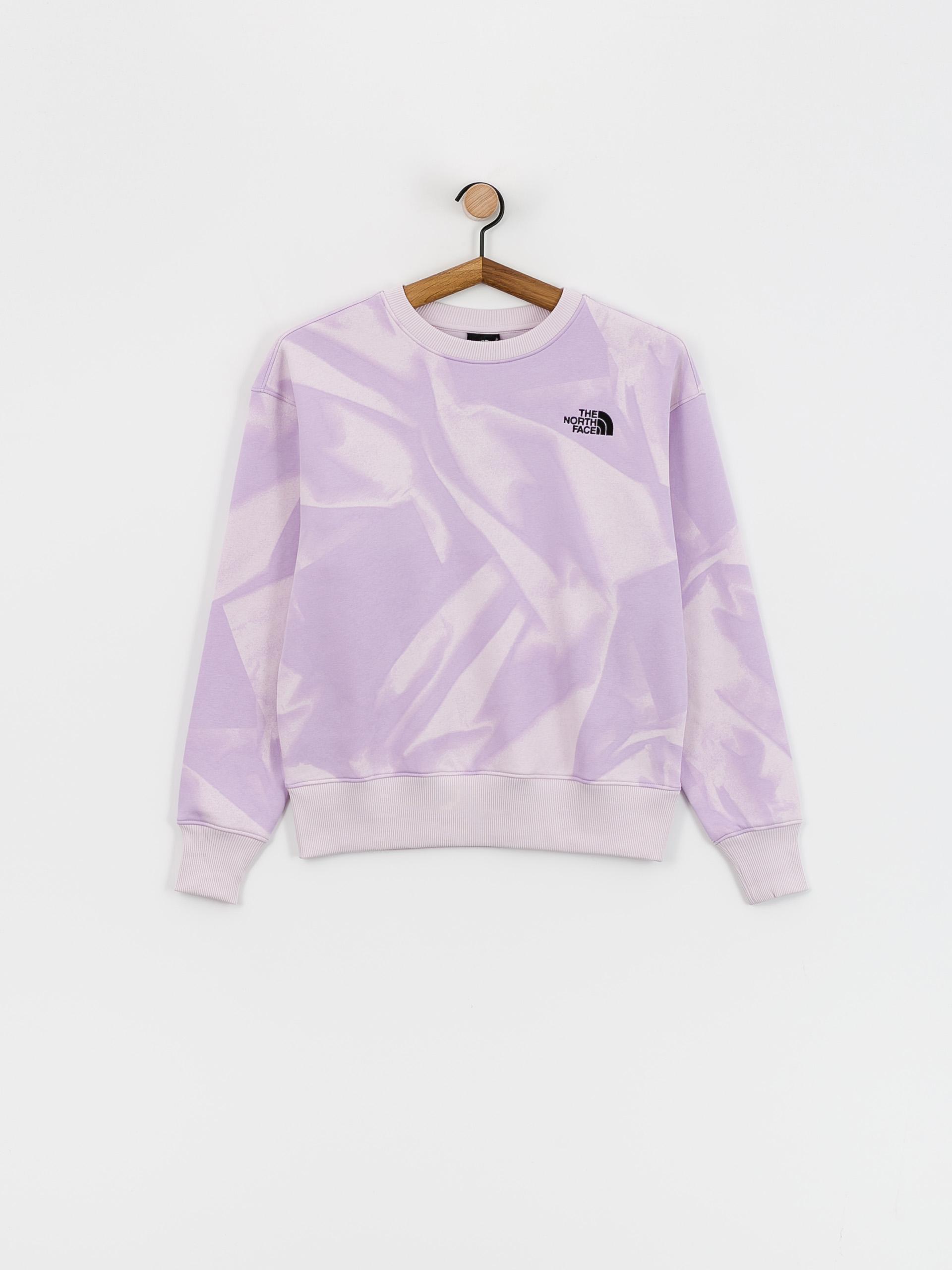 Mikina The North Face Essential Crew Print Wmn (icy lilac garment fold)