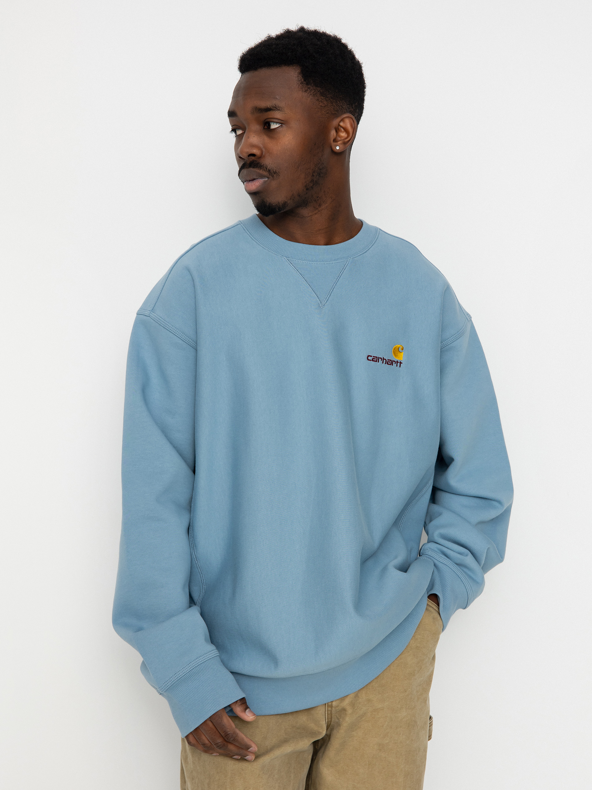 Mikina Carhartt WIP American Script (frosted blue)