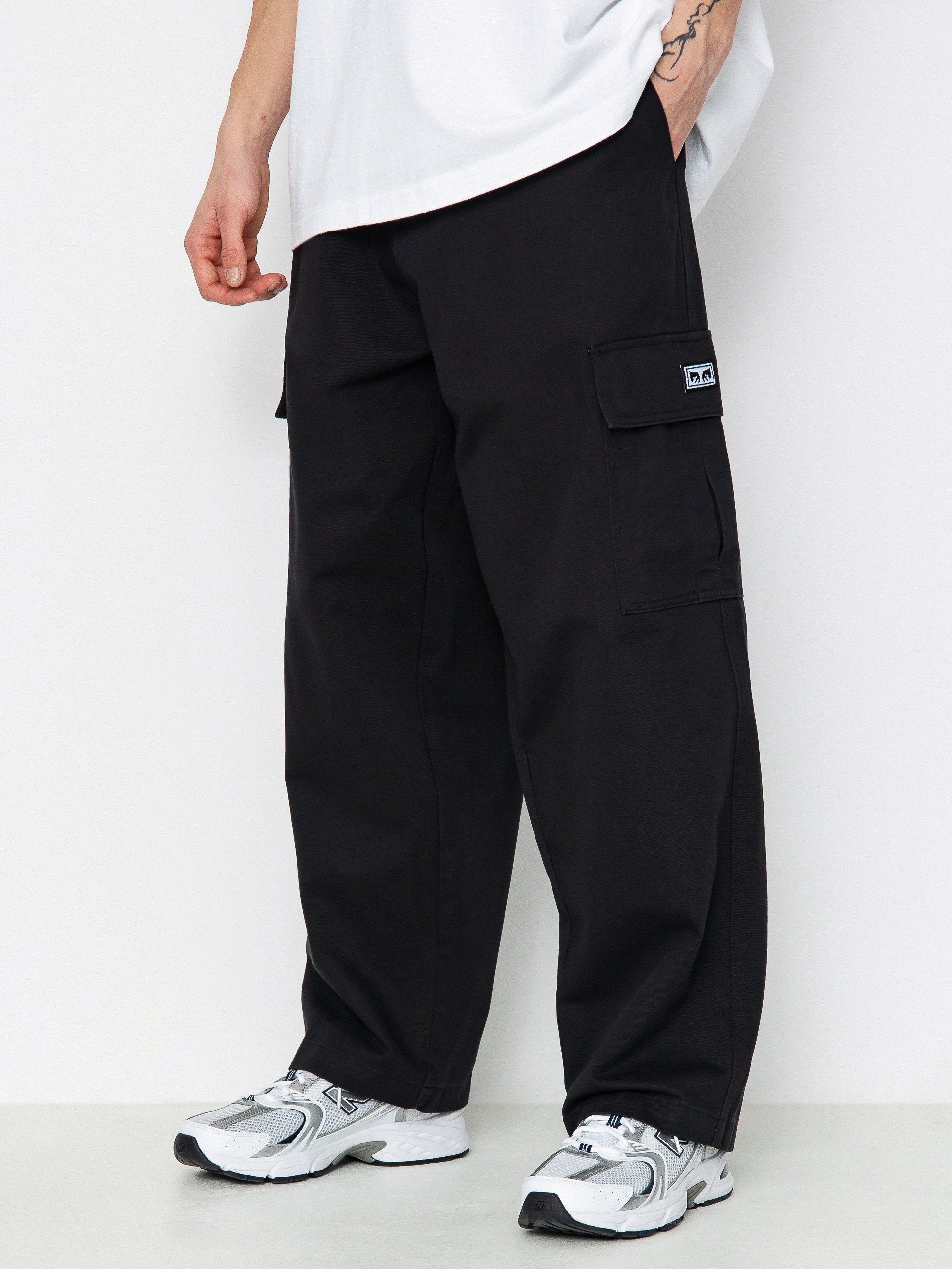 Kalhoty OBEY Bigwig Baggy Twill Cargo (black)