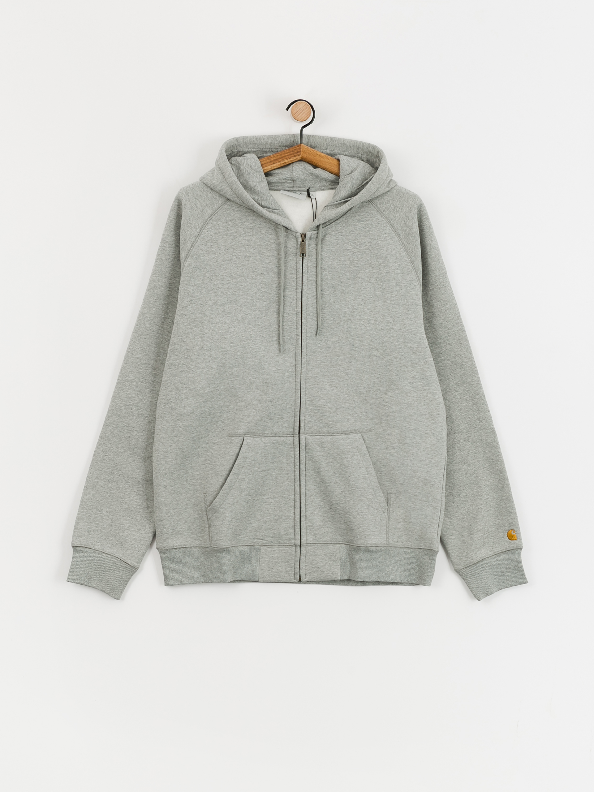 Mikina s kapucí Carhartt WIP Chase ZHD (grey heather/gold)