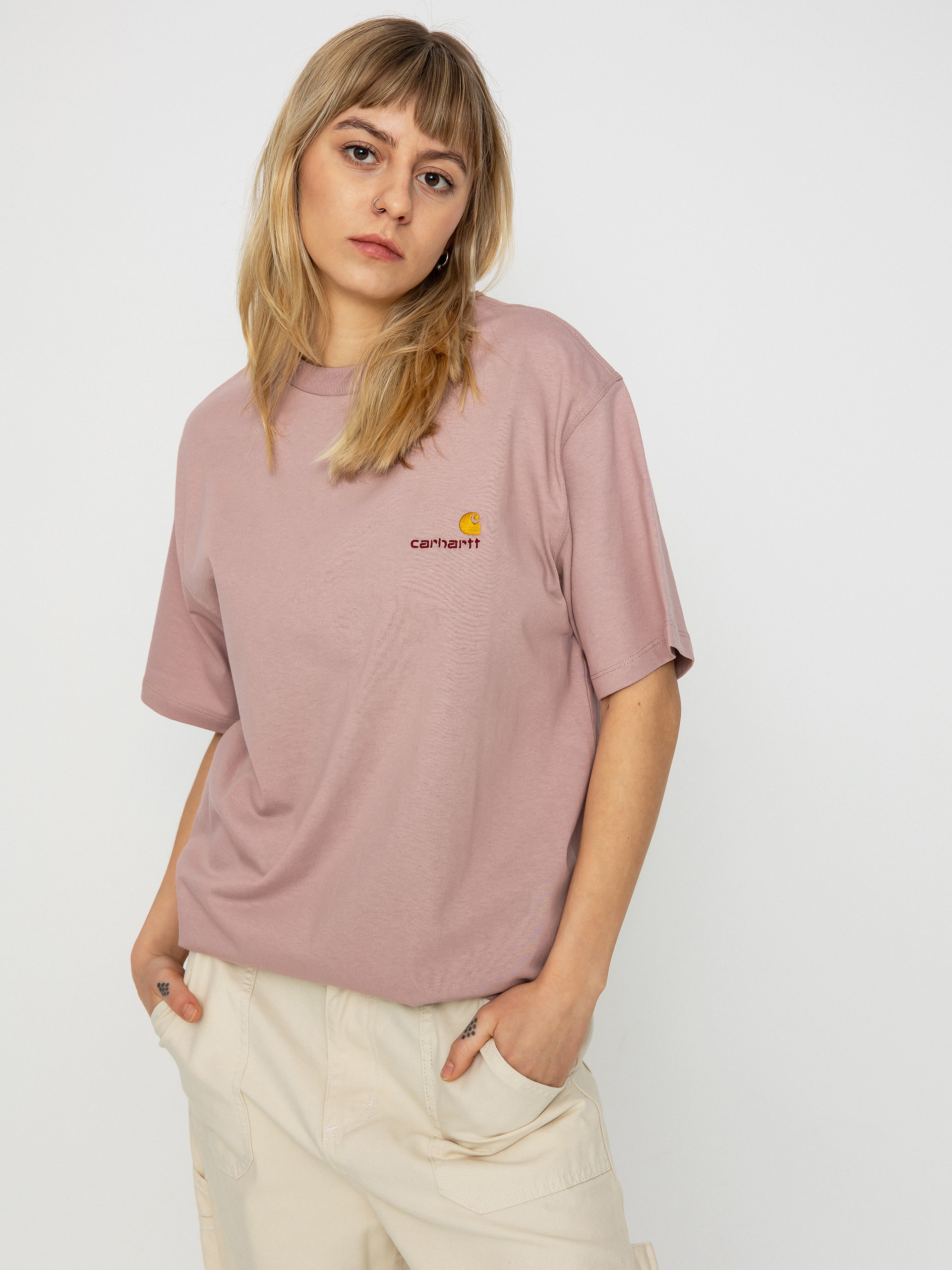 Tričko Carhartt WIP American Script Wmn (glassy pink)
