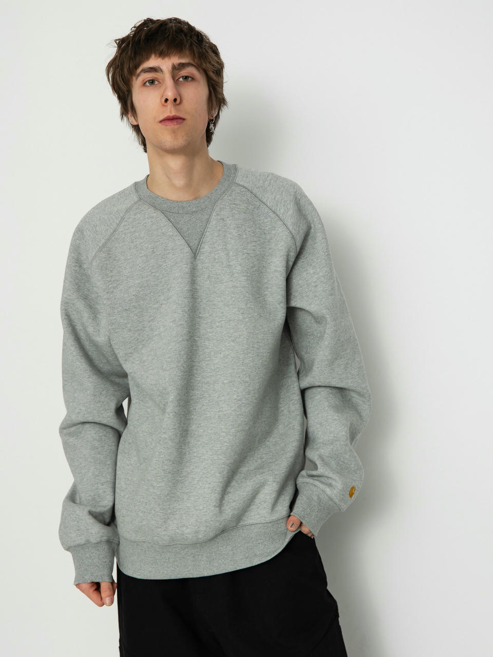 Mikina Carhartt WIP Chase (grey heather/gold)