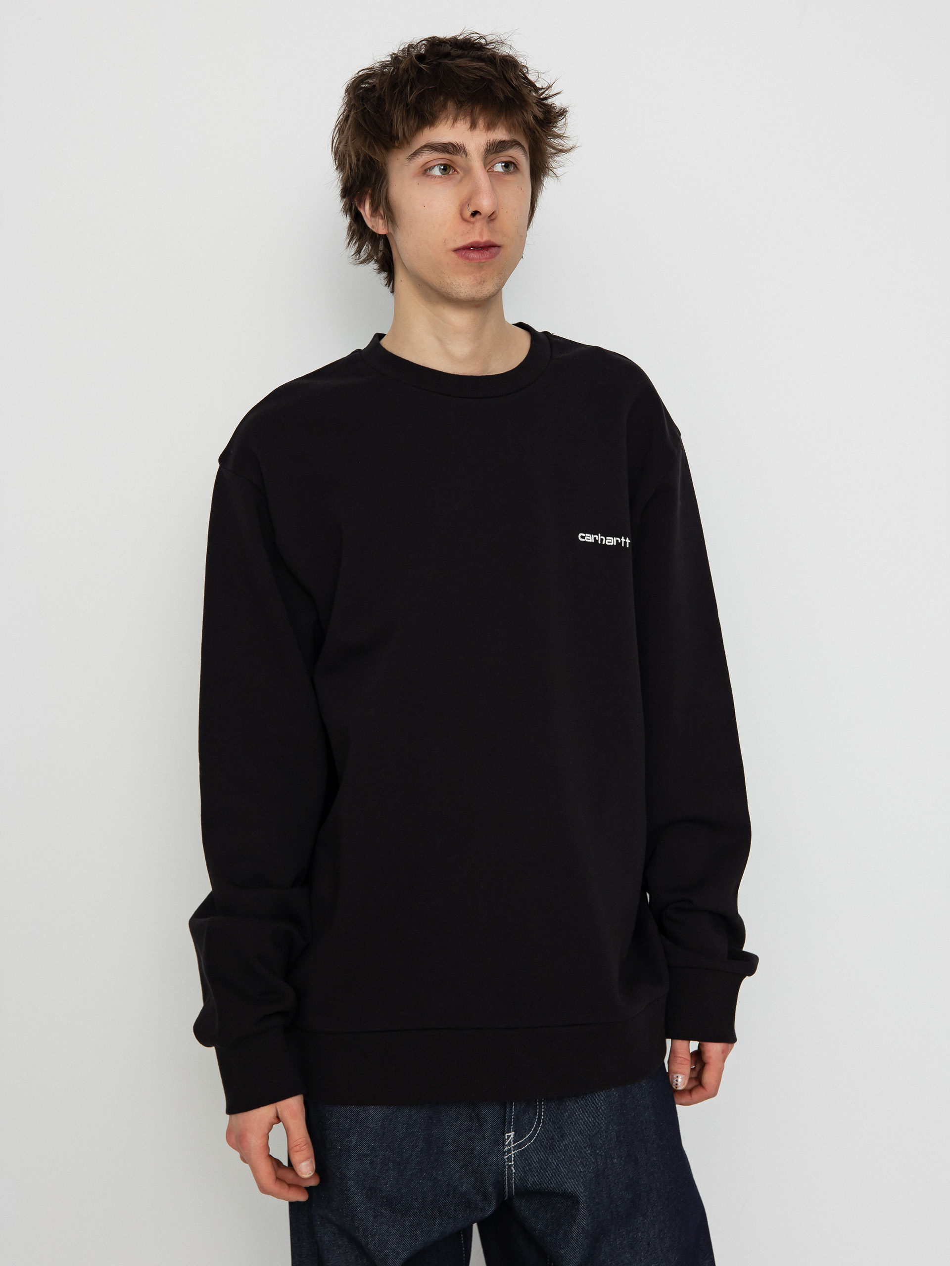 Mikina Carhartt WIP Script Embroidery (black/white)