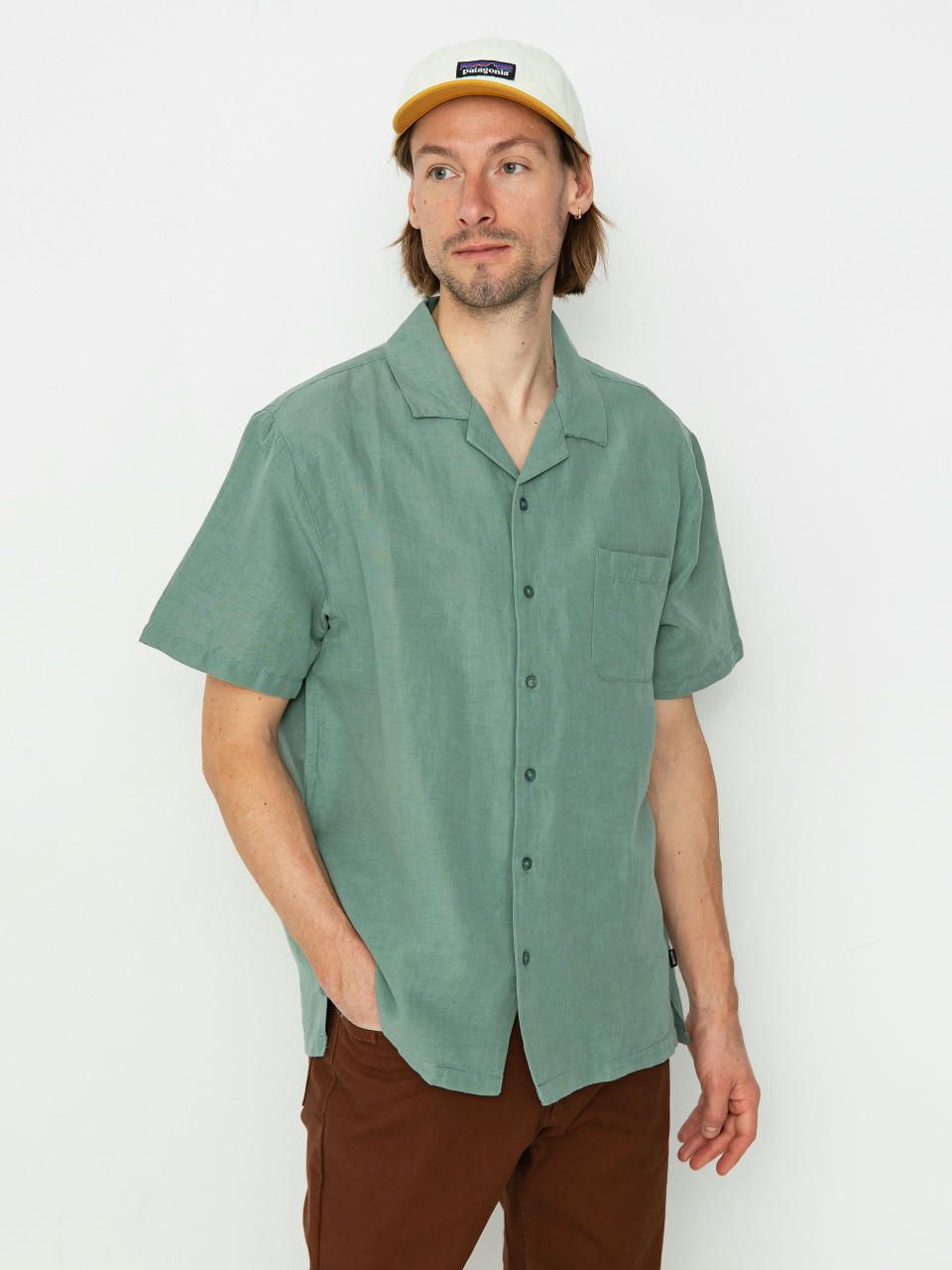 Košile Brixton Bunker Linen Blend (chinois green)