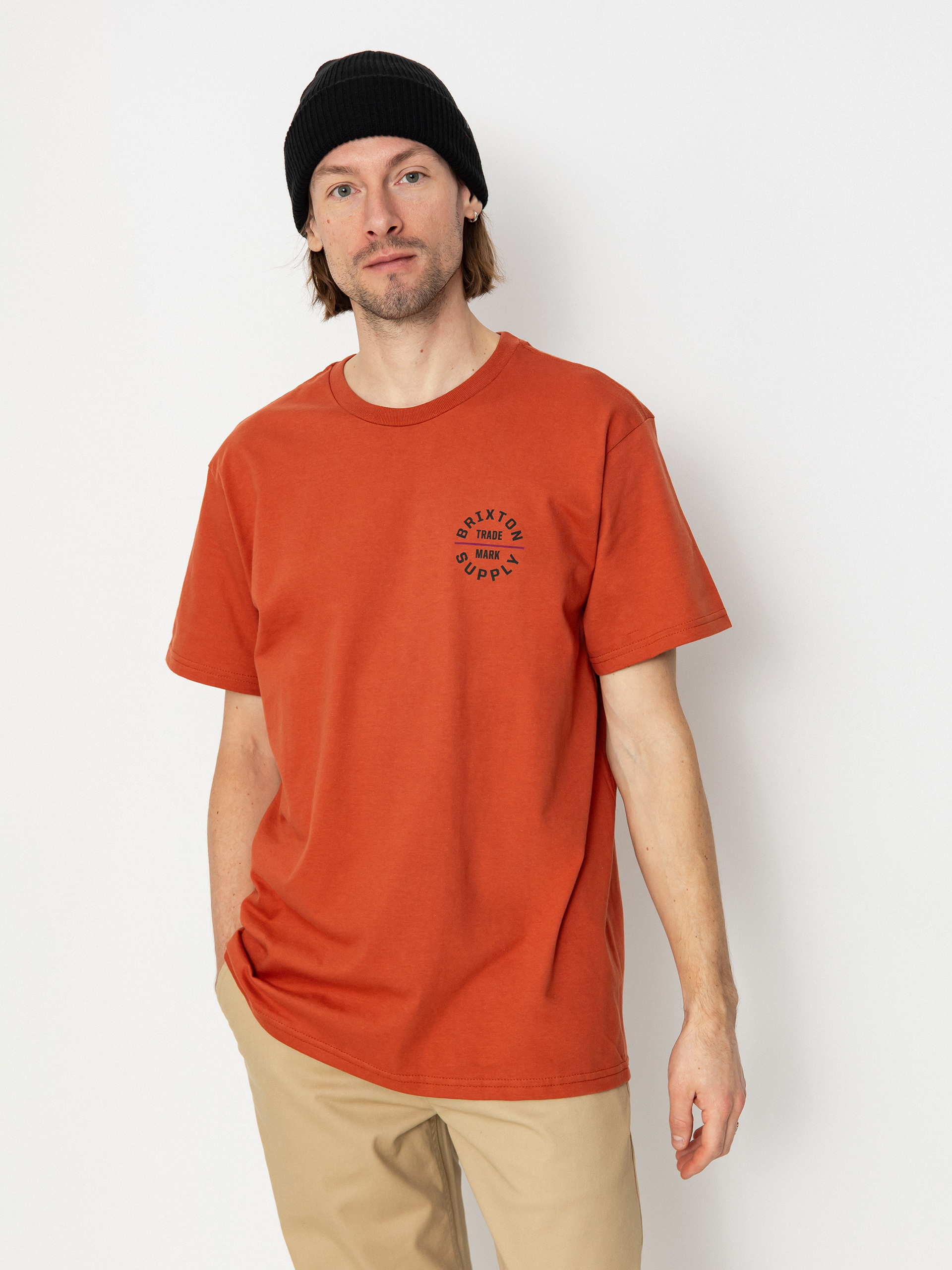 Tričko Brixton Oath V Stt (terracotta/washed black/cranbe)