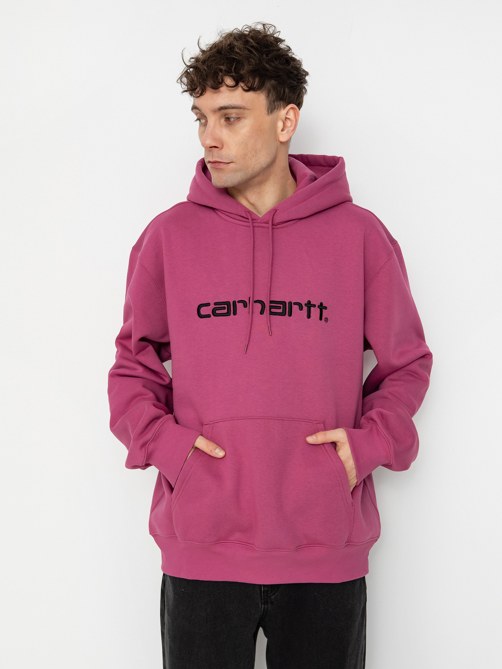 Mikina s kapucí Carhartt WIP Carhartt HD (magenta/black)