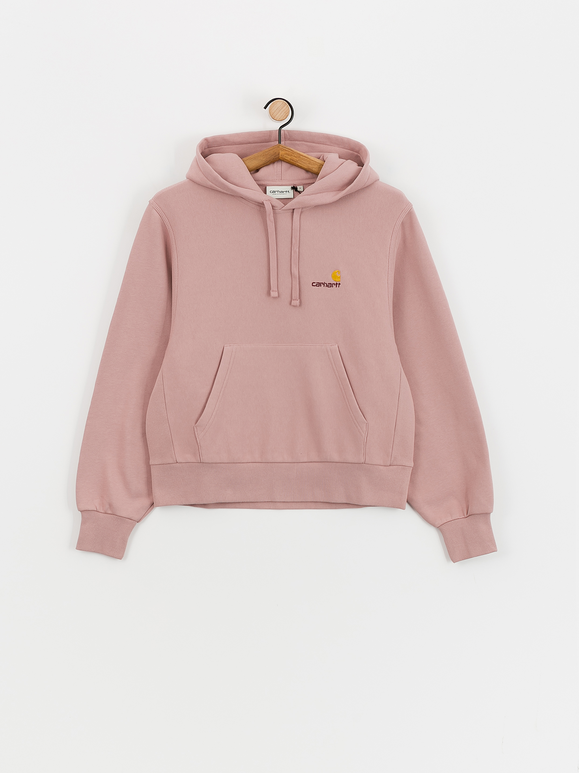 Mikina s kapucí Carhartt WIP American Script HD Wmn (glassy pink)