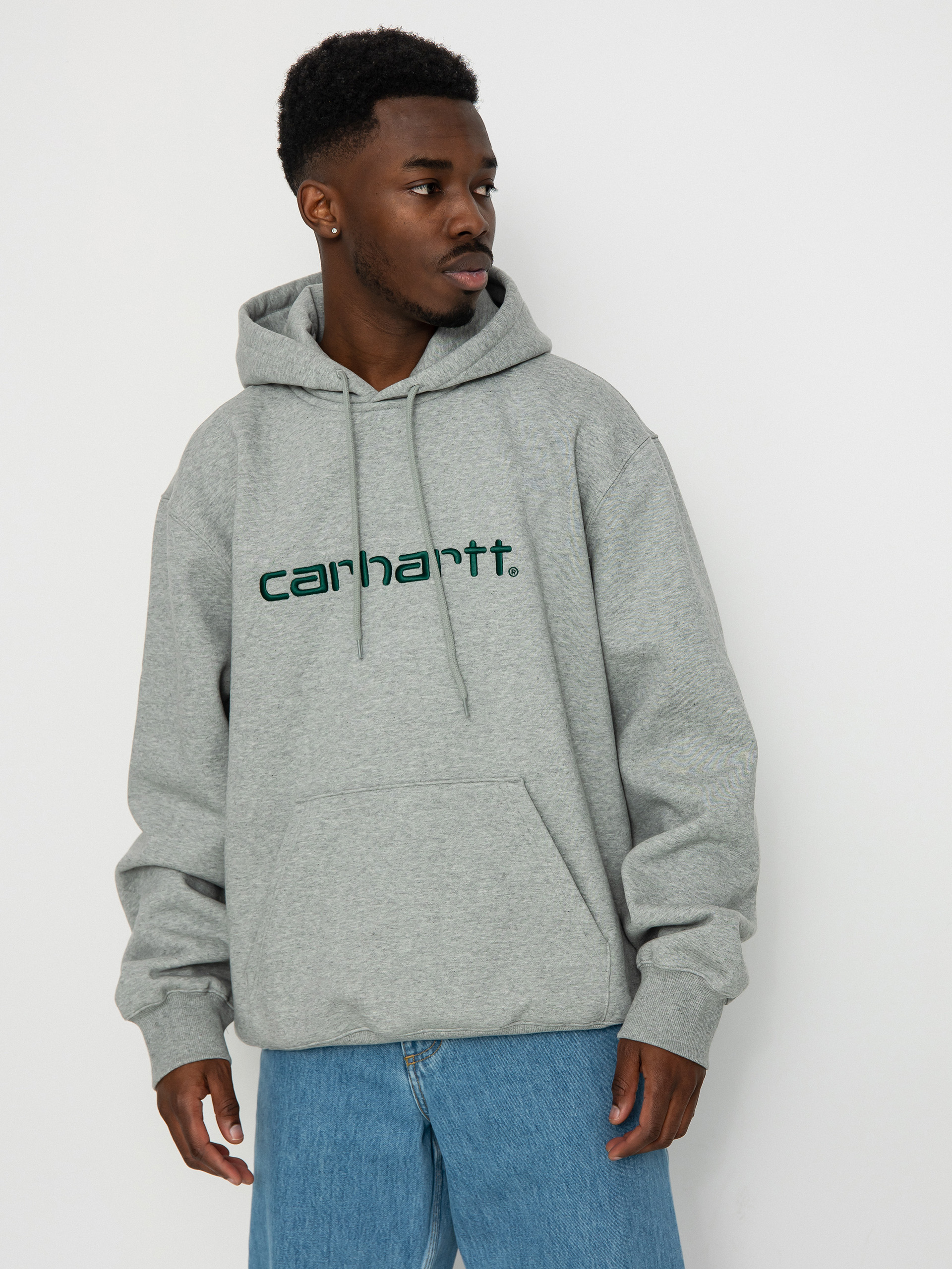 Mikina s kapucí Carhartt WIP Carhartt HD (grey heather/chervil)