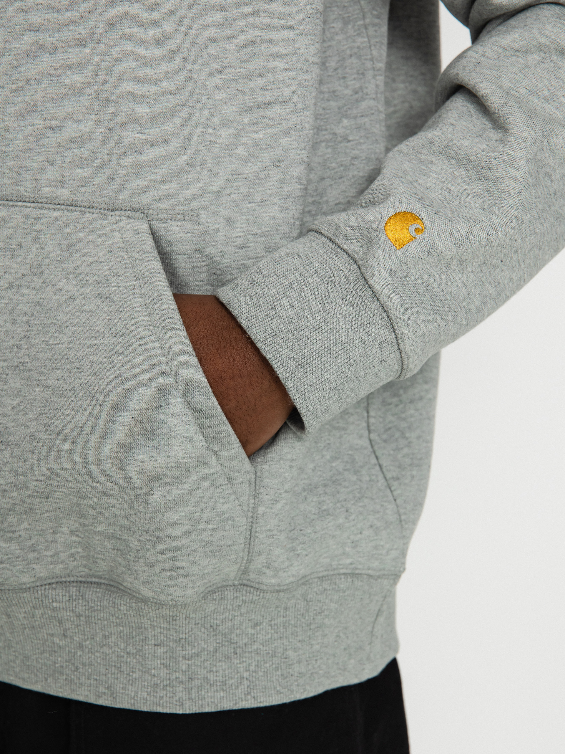 Mikina s kapucí Carhartt WIP Chase HD (grey heather/gold)