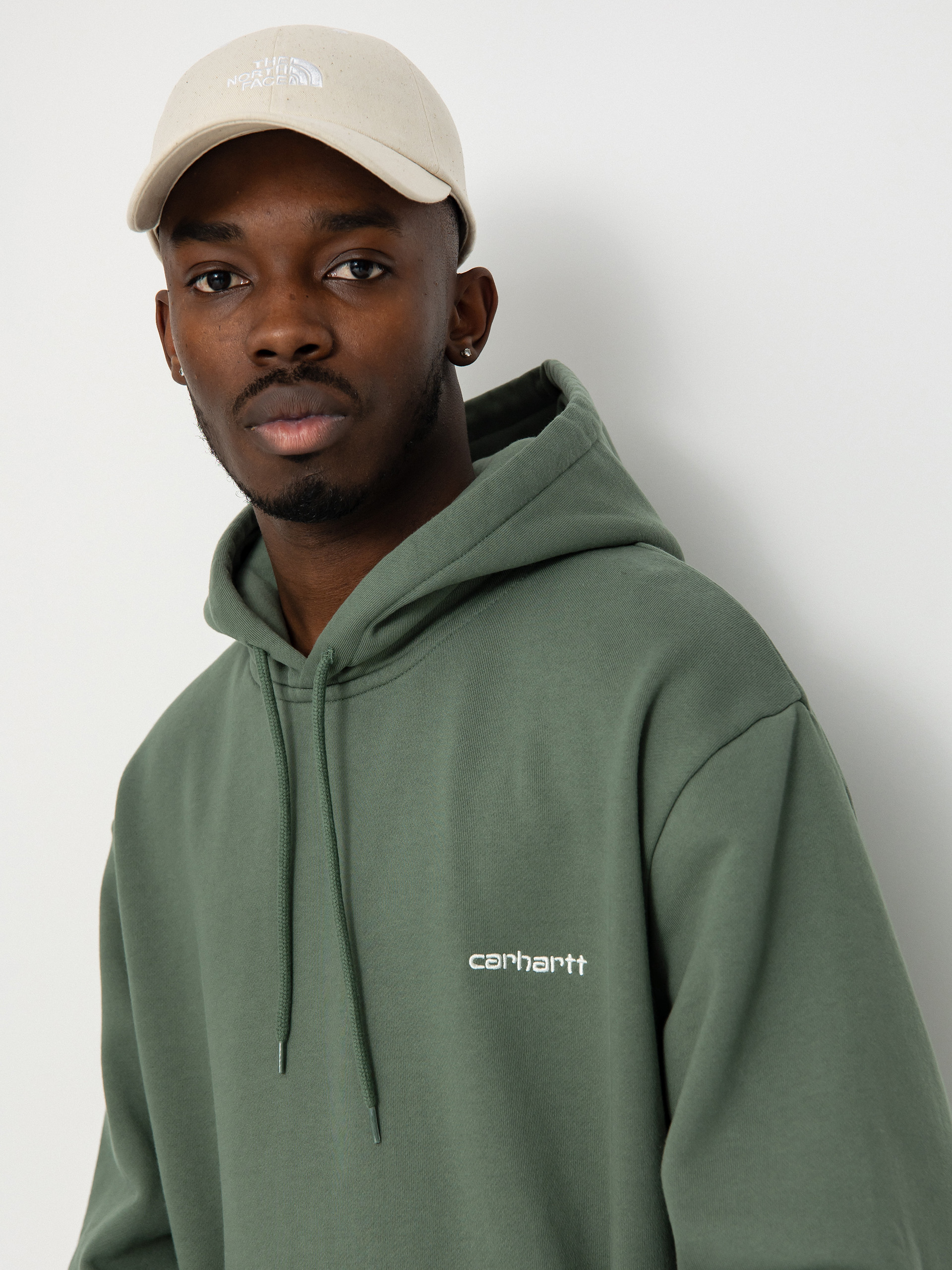 Mikina s kapucí Carhartt WIP Script Embroidery HD (park/white)