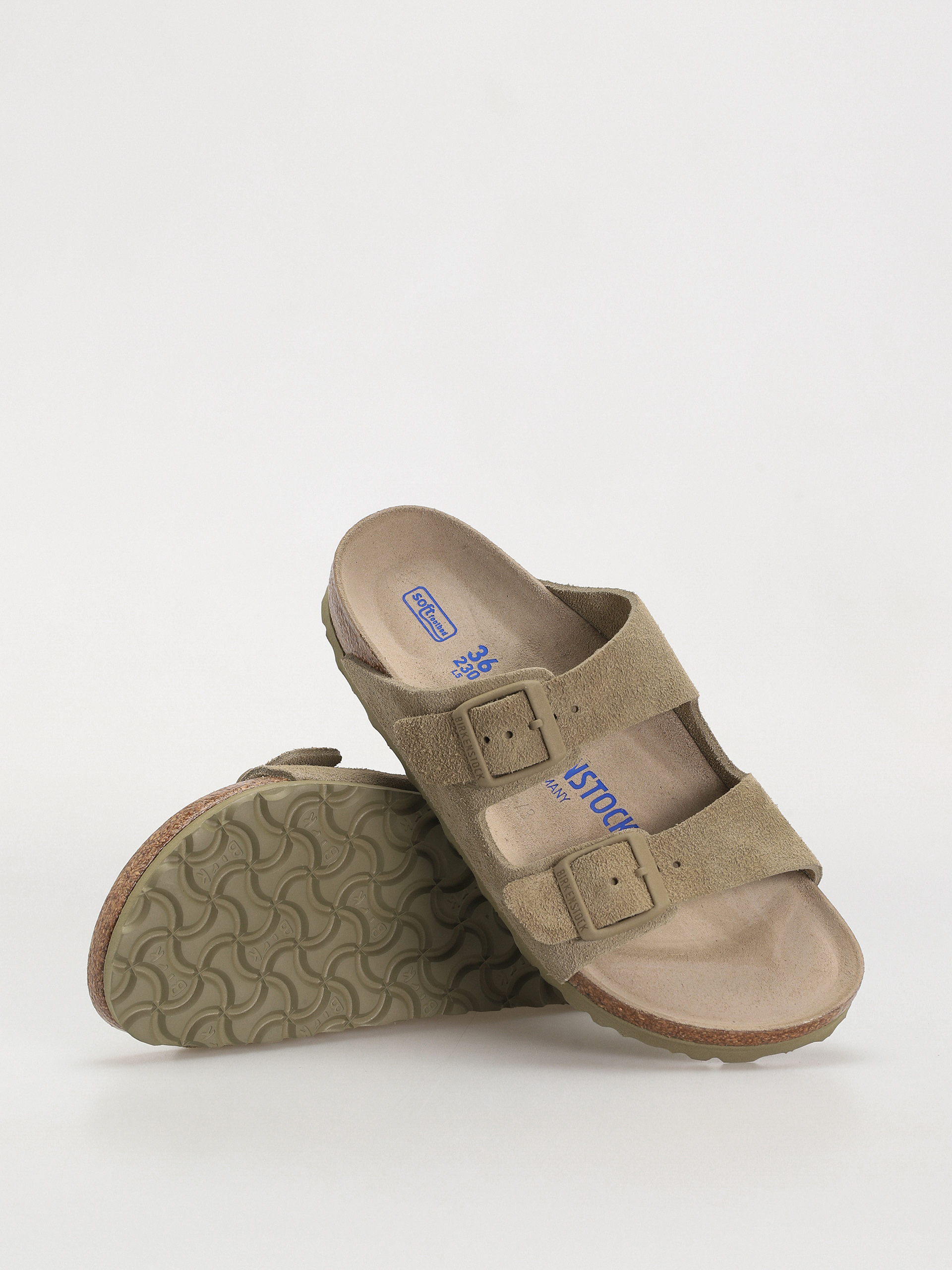 Plážovky Birkenstock Arizona Suede Leather Narrow Wmn (faded khaki)