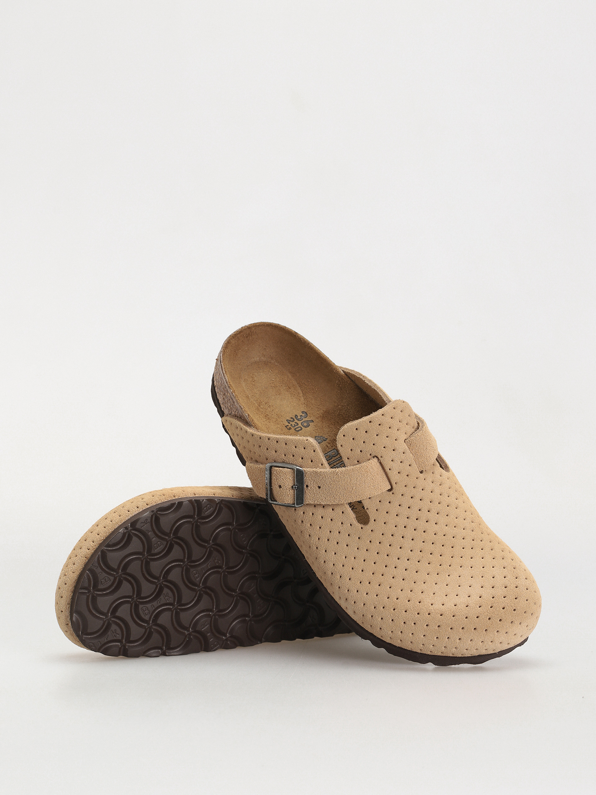 Plážovky Birkenstock Boston Suede Embossed Narrow Wmn (emboss dots new beige)