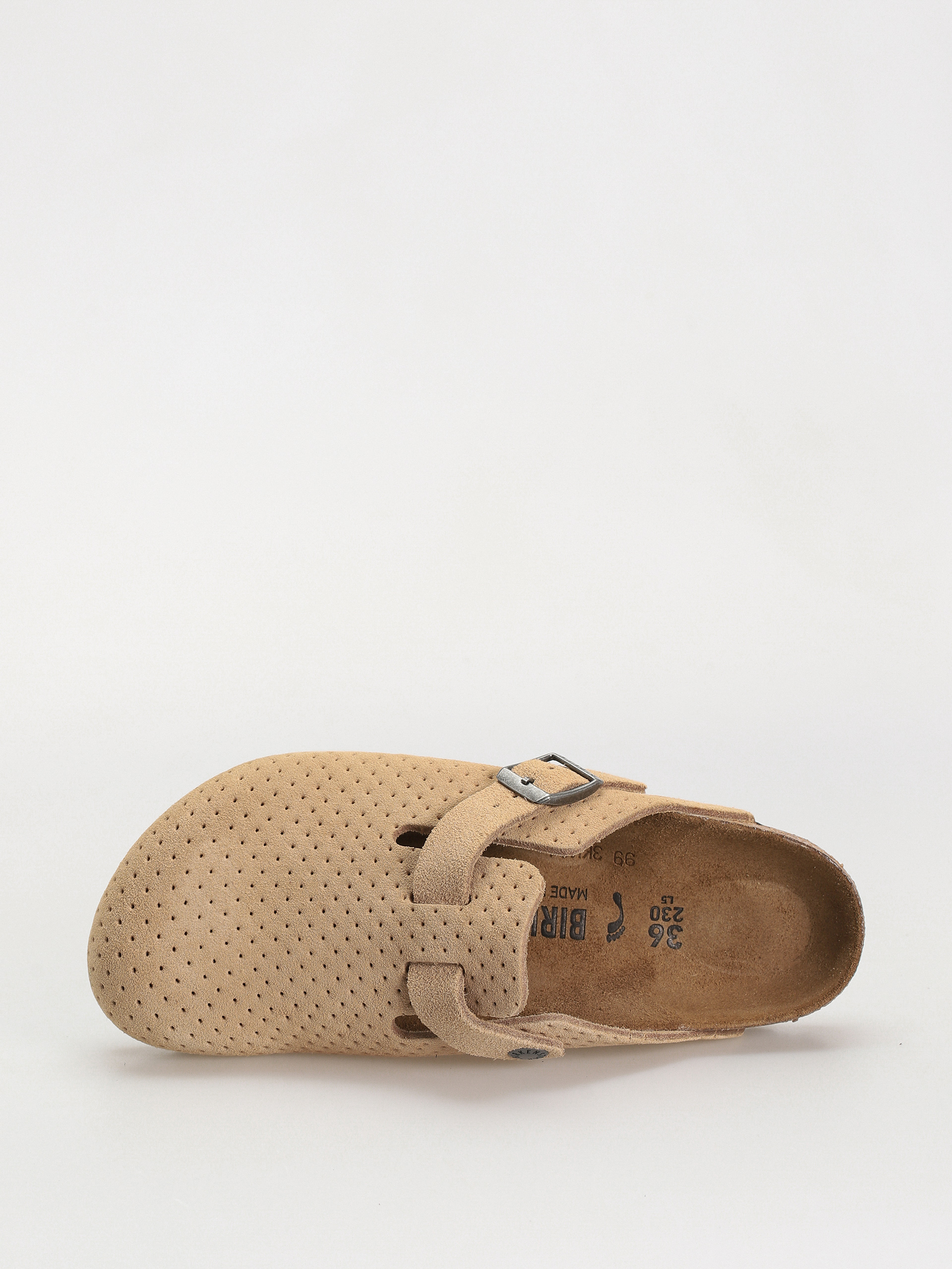 Plážovky Birkenstock Boston Suede Embossed Narrow Wmn (emboss dots new beige)