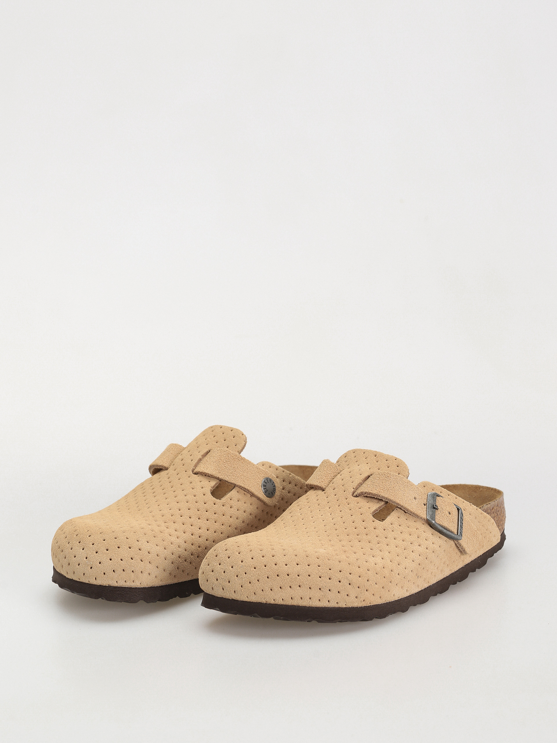 Plážovky Birkenstock Boston Suede Embossed Narrow Wmn (emboss dots new beige)