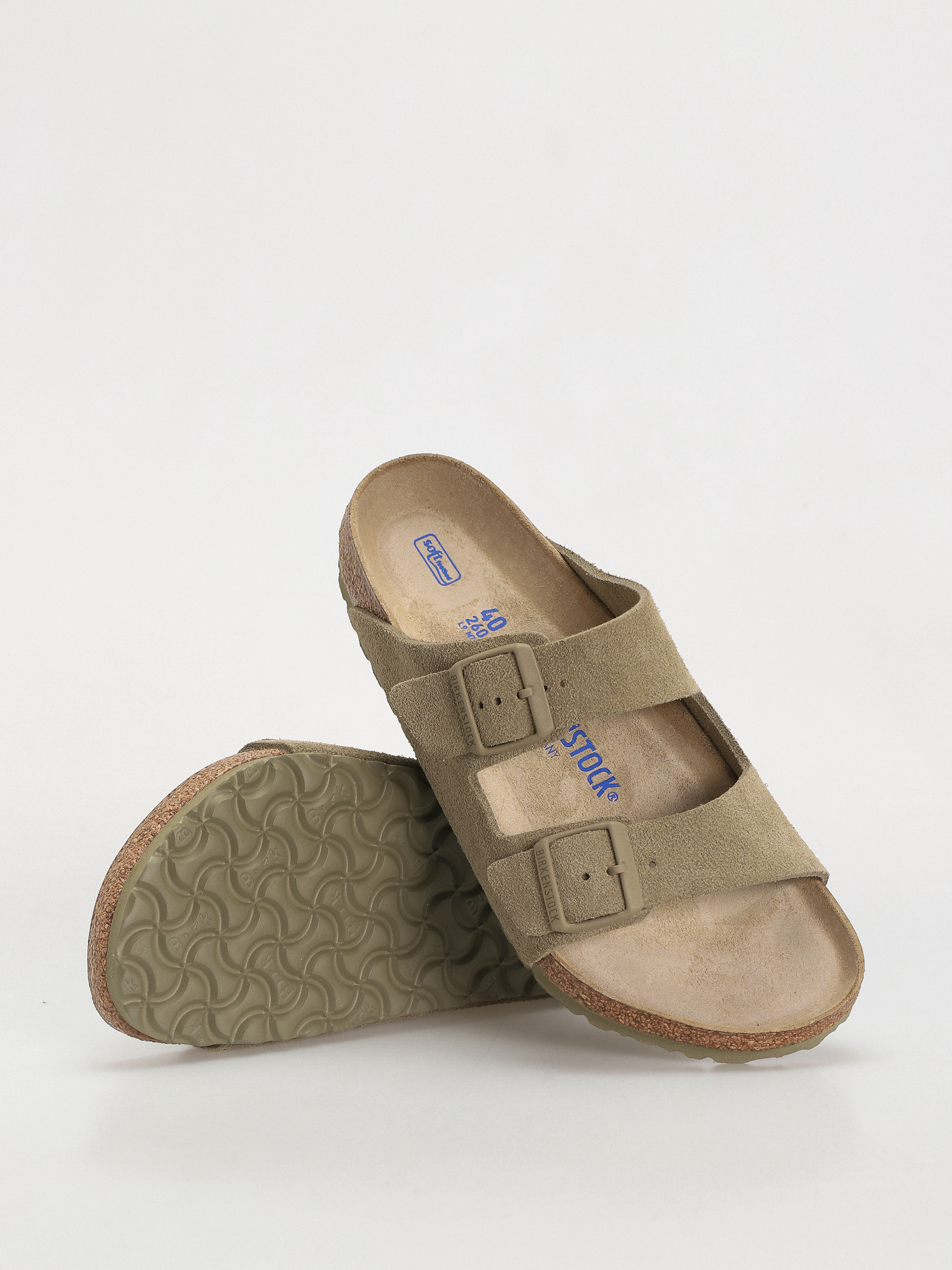 Plážovky Birkenstock Arizona Suede Leather Regular (faded khaki)