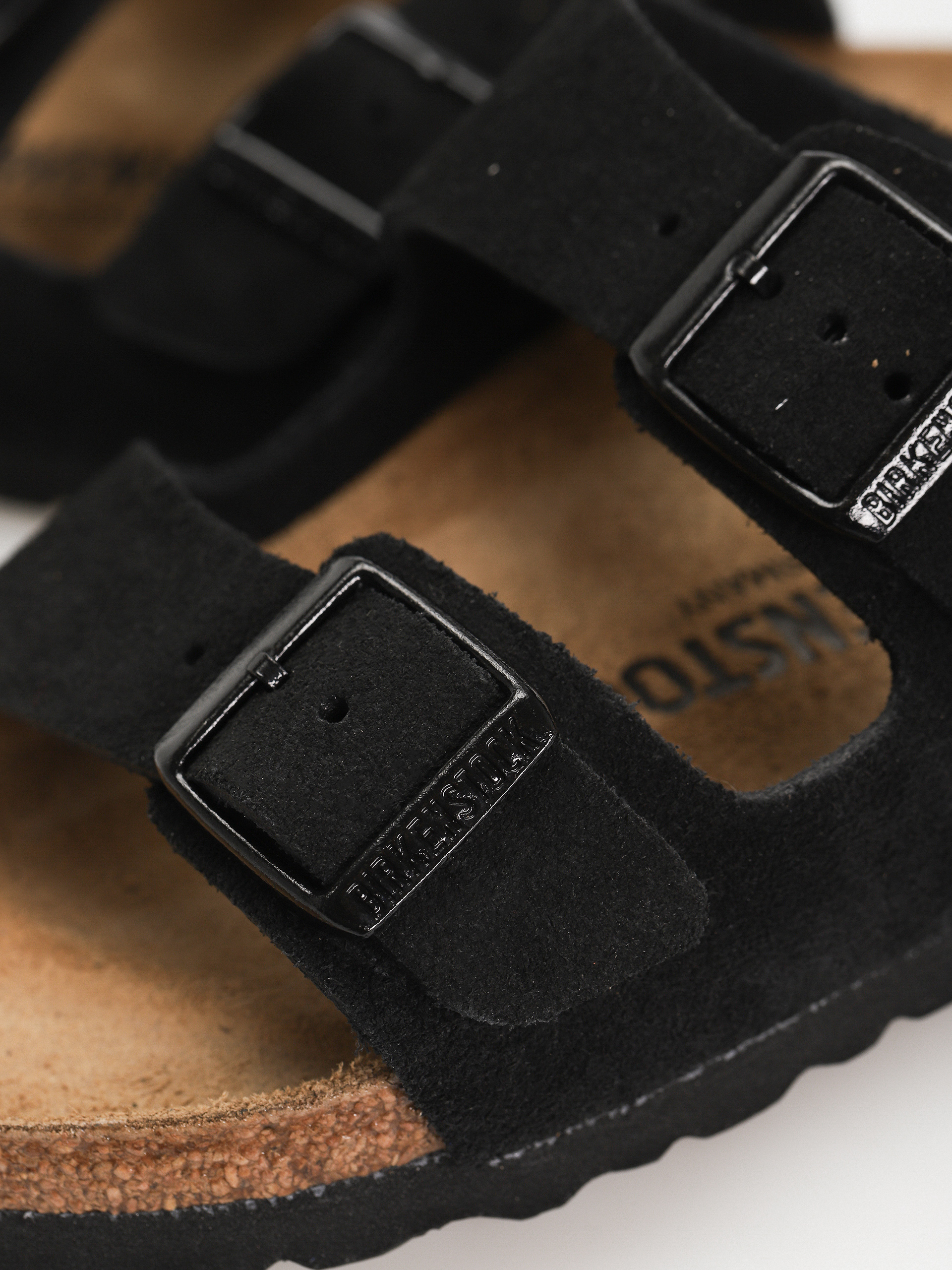 Plážovky Birkenstock Arizona Suede Leather Narrow Wmn (black)