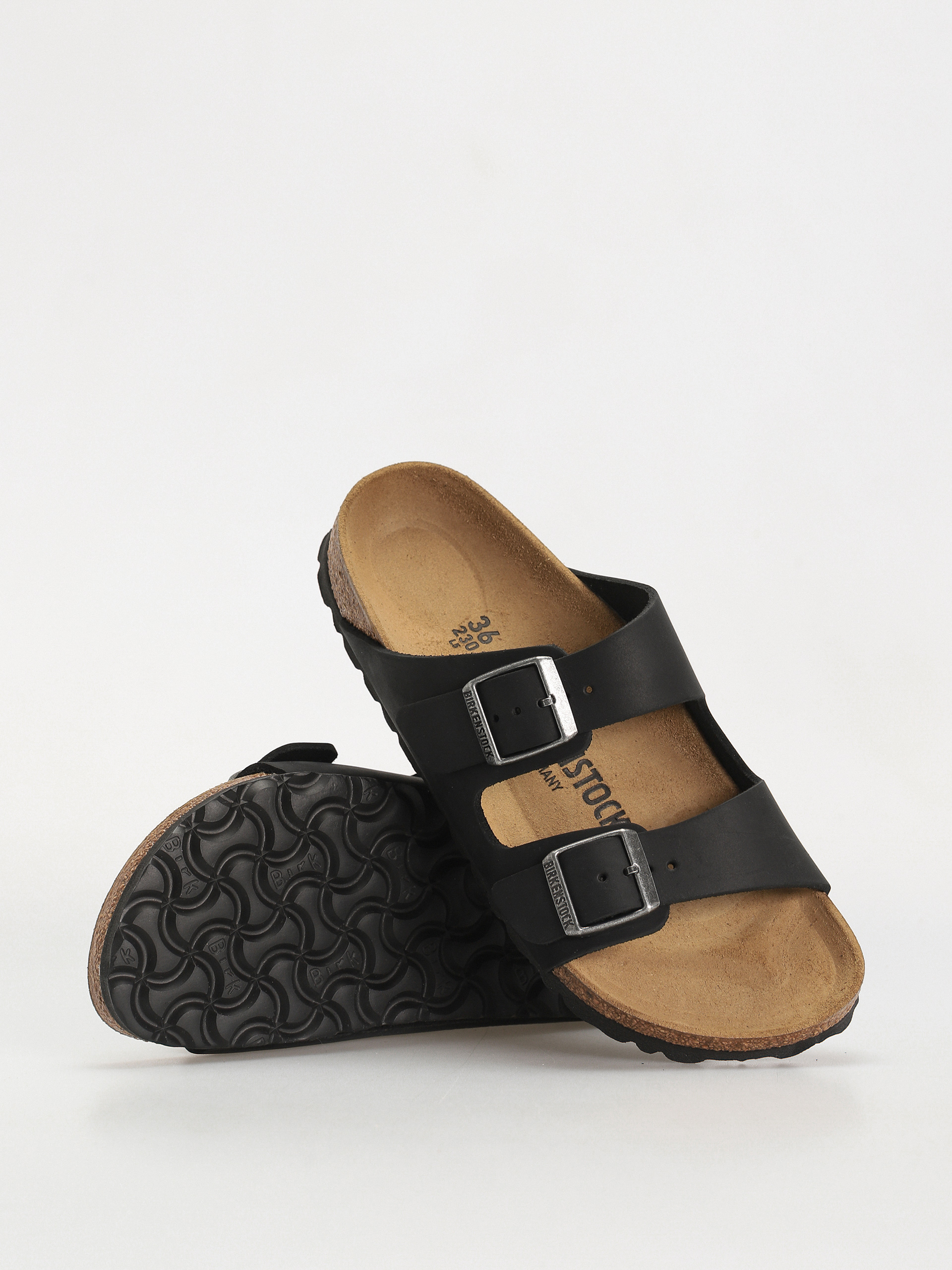 Plážovky Birkenstock Arizona Oiled Leather Narrow Wmn (black)