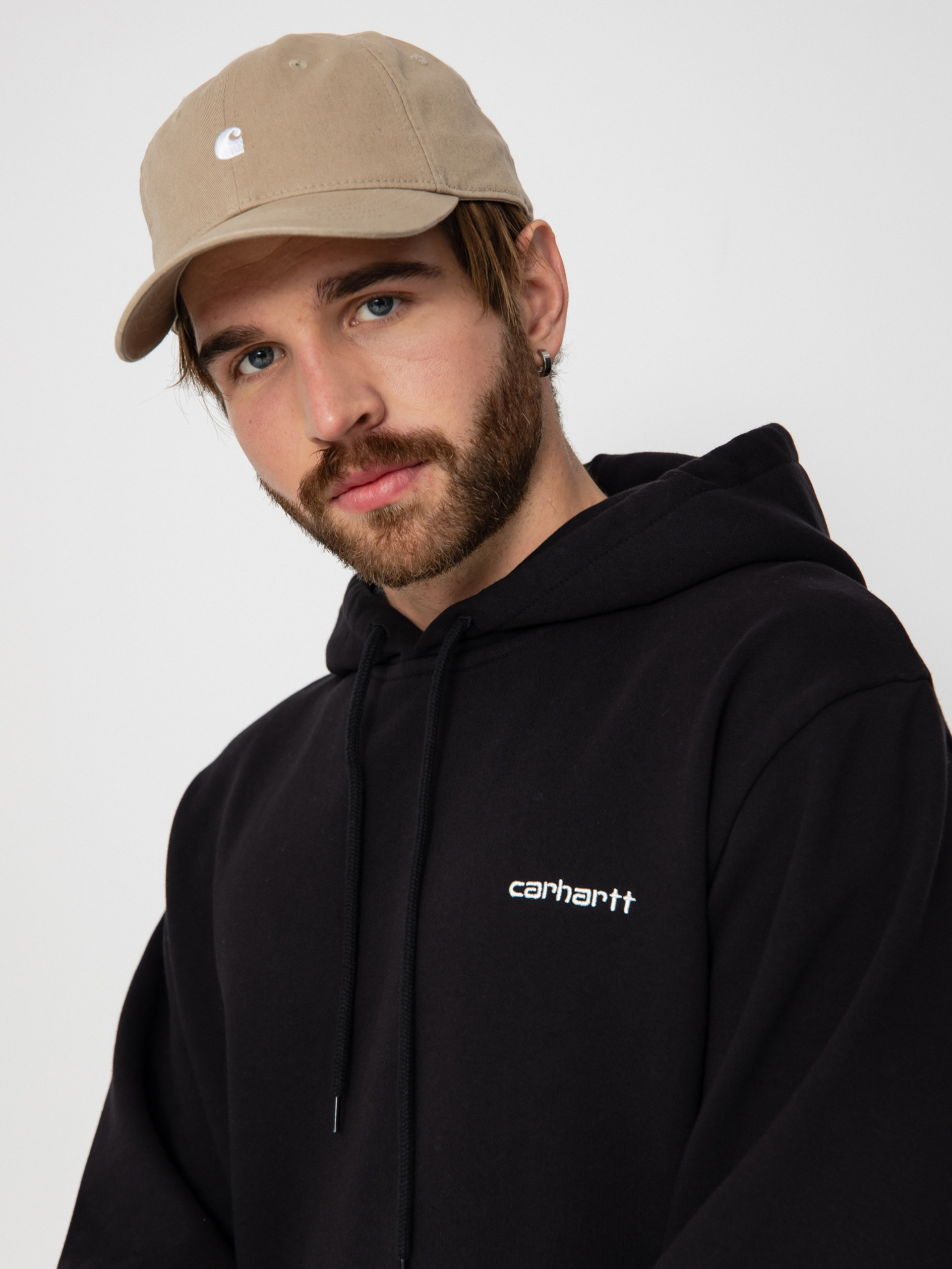 Mikina s kapucí Carhartt WIP Script Embroidery HD (black/white)