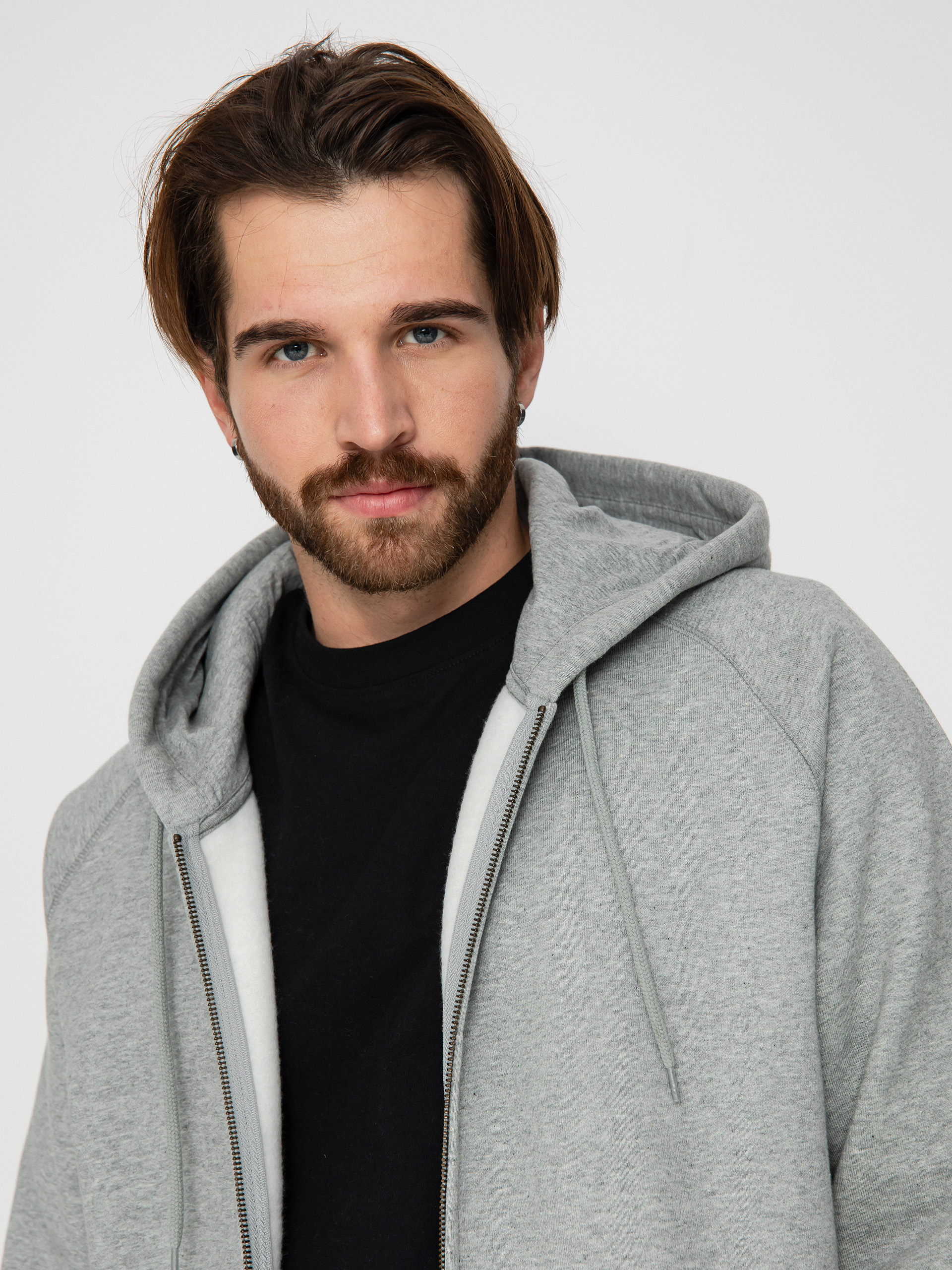 Mikina s kapucí Carhartt WIP Chase ZHD (grey heather/gold)