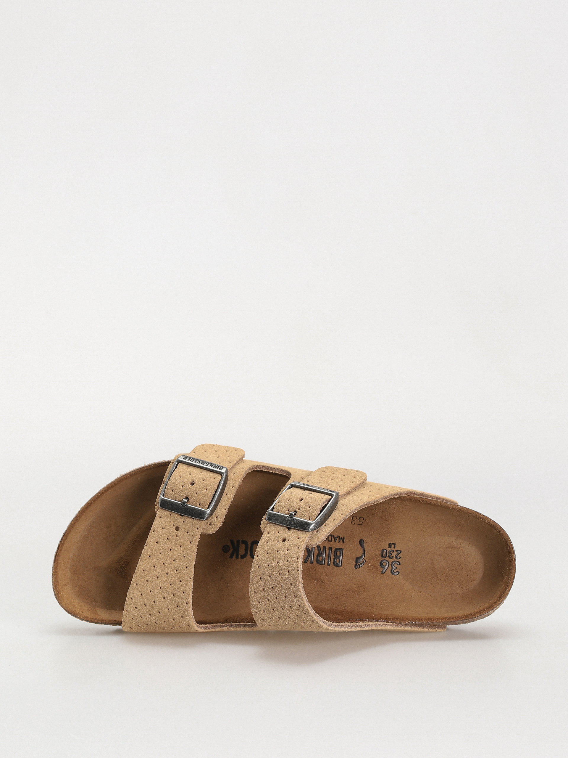 Plážovky Birkenstock Arizona Suede Embossed Narrow Wmn (emboss dots new beige)