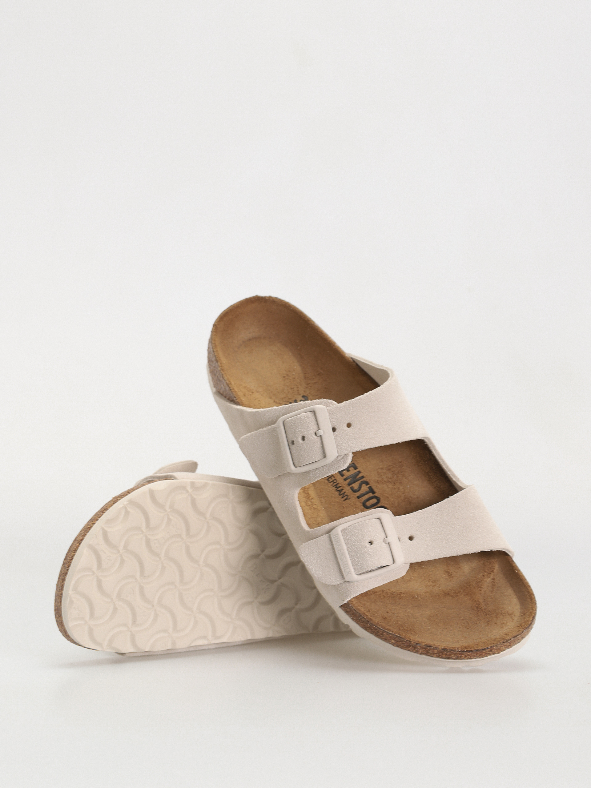 Plážovky Birkenstock Arizona Suede Leather Narrow Wmn (antique white)