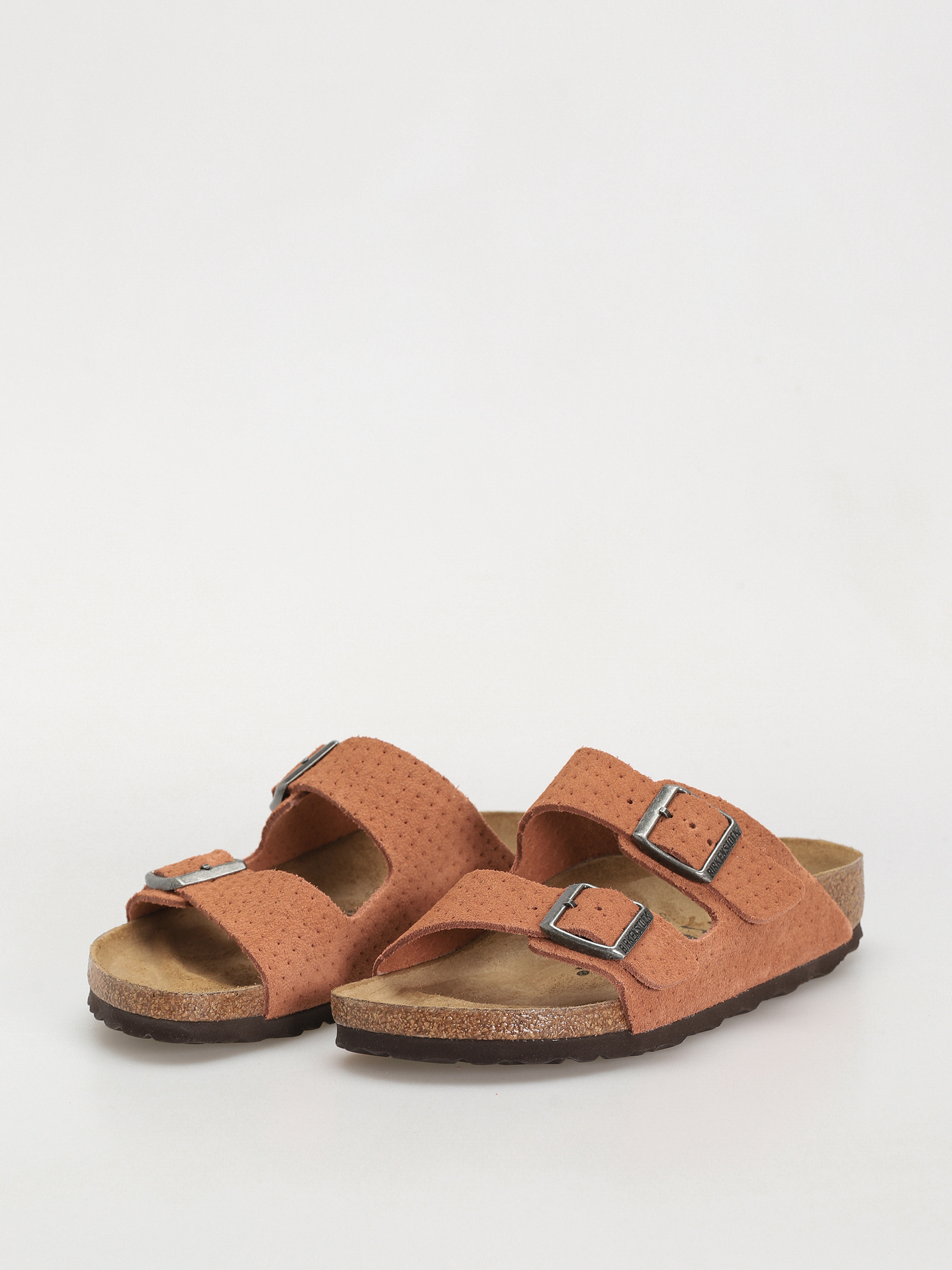 Plážovky Birkenstock Arizona Suede Embossed Narrow Wmn (emboss dots burnt orange)