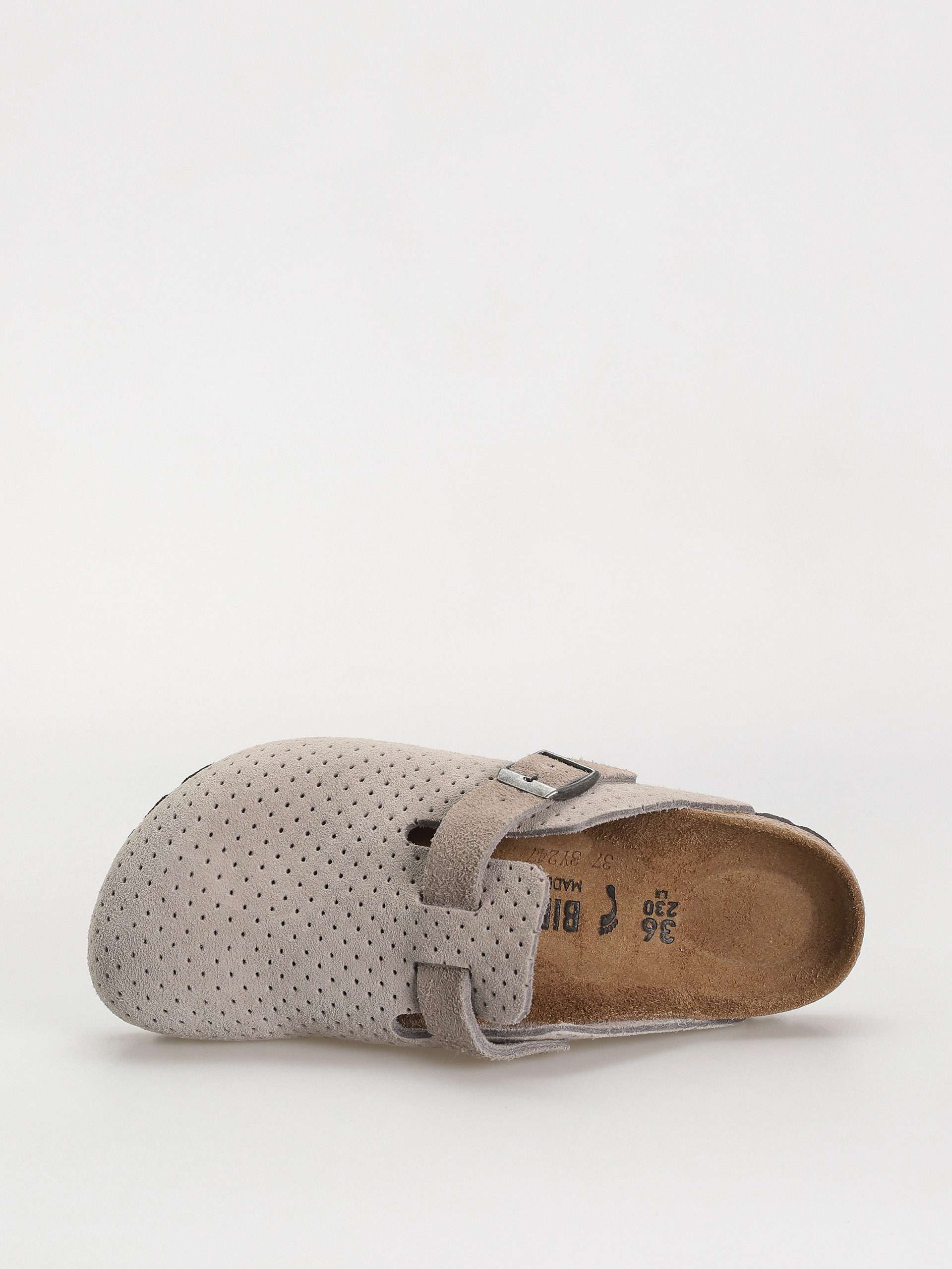 Plážovky Birkenstock Boston Suede Embossed Narrow Wmn (emboss dots stone coin)