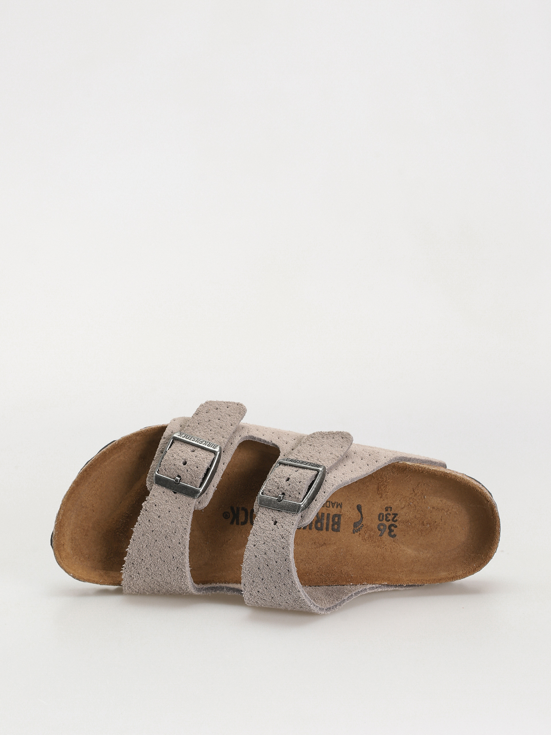 Plážovky Birkenstock Arizona Suede Embossed Narrow Wmn (emboss dots stone coin)
