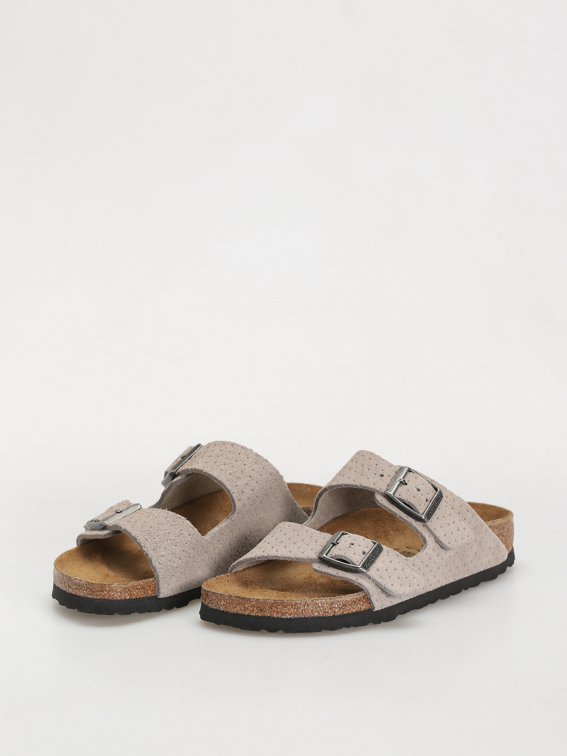 Plážovky Birkenstock Arizona Suede Embossed Narrow Wmn (emboss dots stone coin)