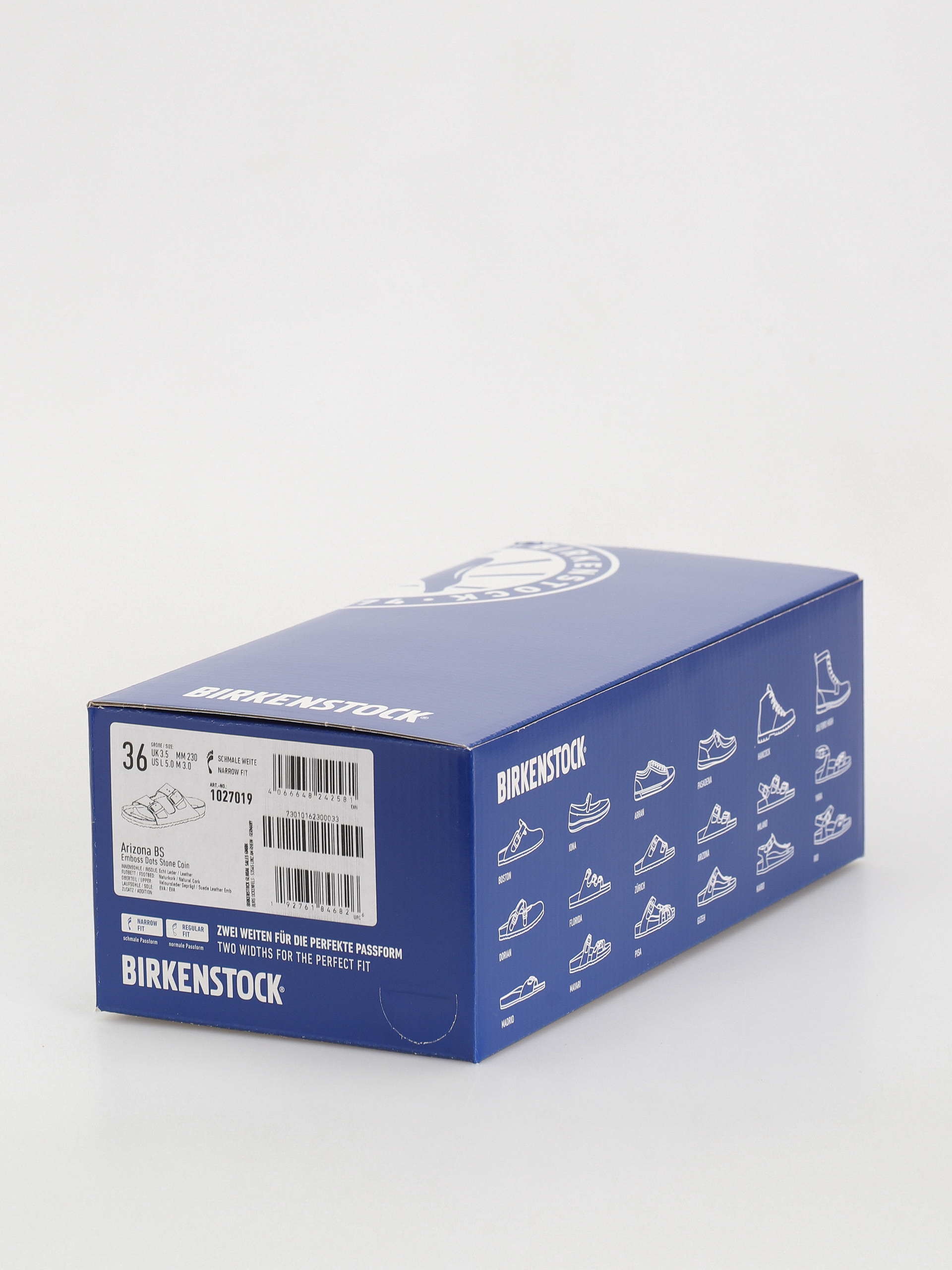 Plážovky Birkenstock Arizona Suede Embossed Narrow Wmn (emboss dots stone coin)