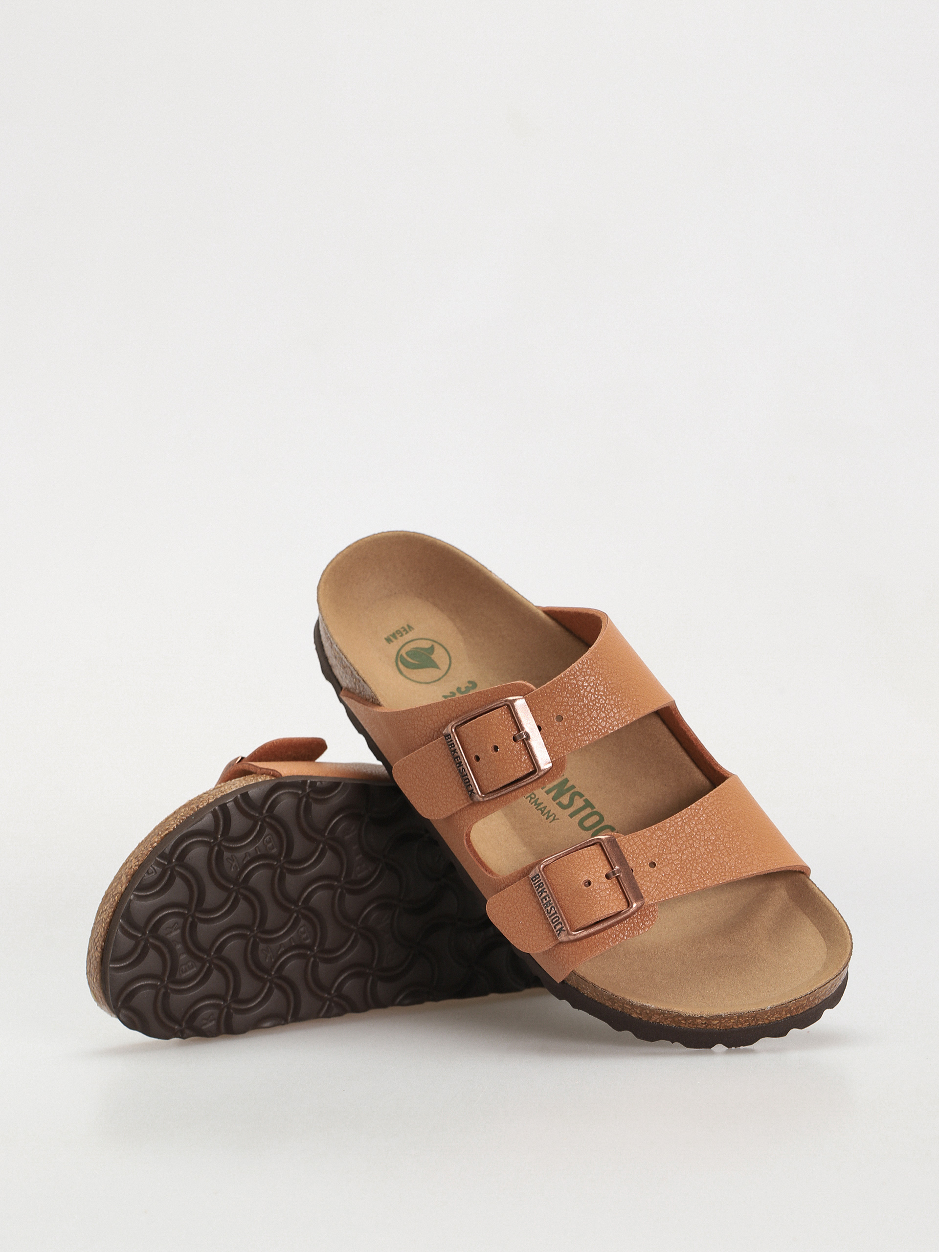 Plážovky Birkenstock Arizona Birko Flor Nubuck Narrow Wmn (pecan)