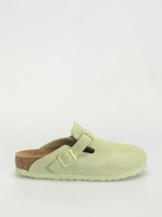 Plážovky Birkenstock Boston Suede Leather Narrow Wmn (faded lime)