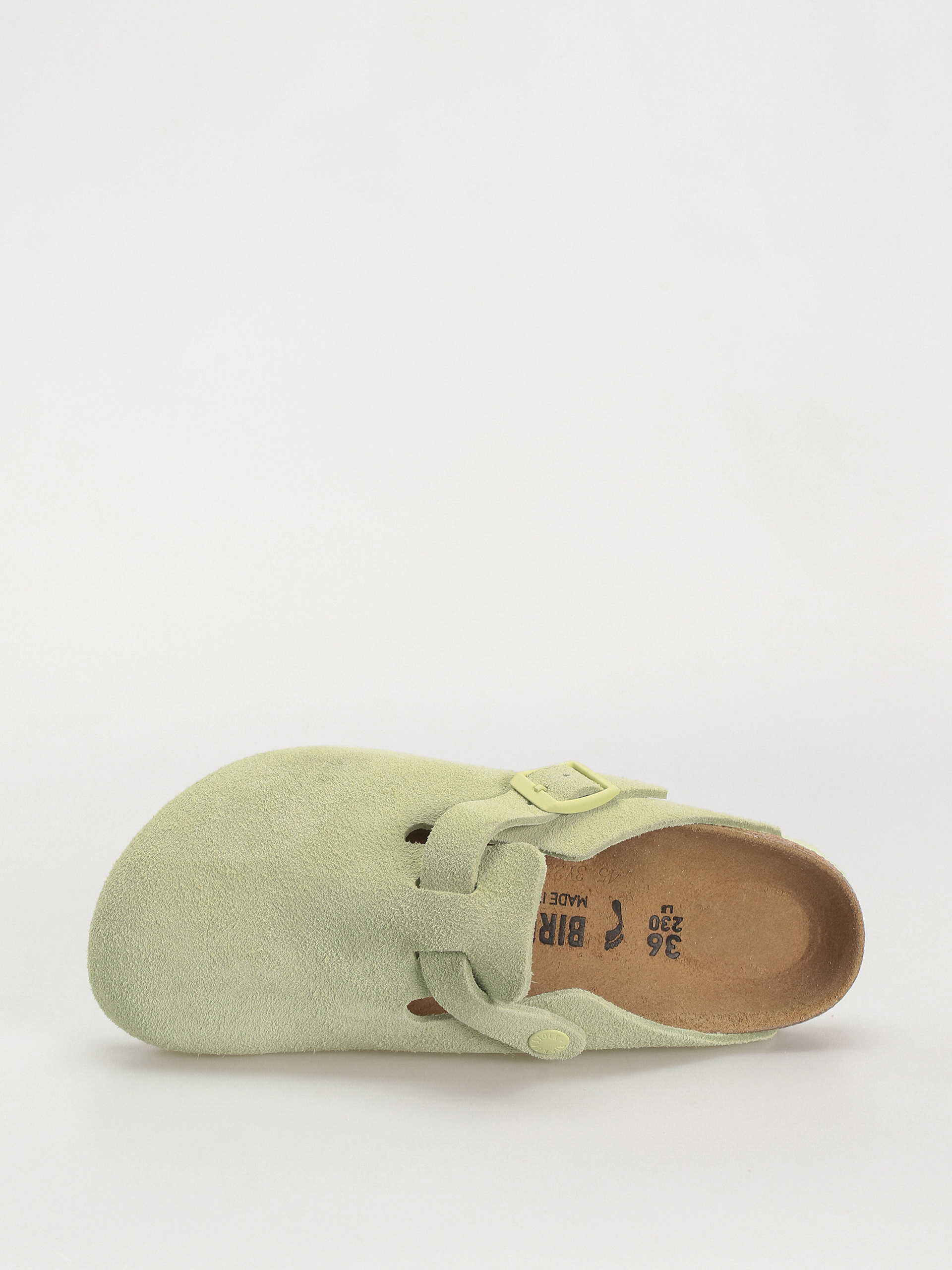 Plážovky Birkenstock Boston Suede Leather Narrow Wmn (faded lime)