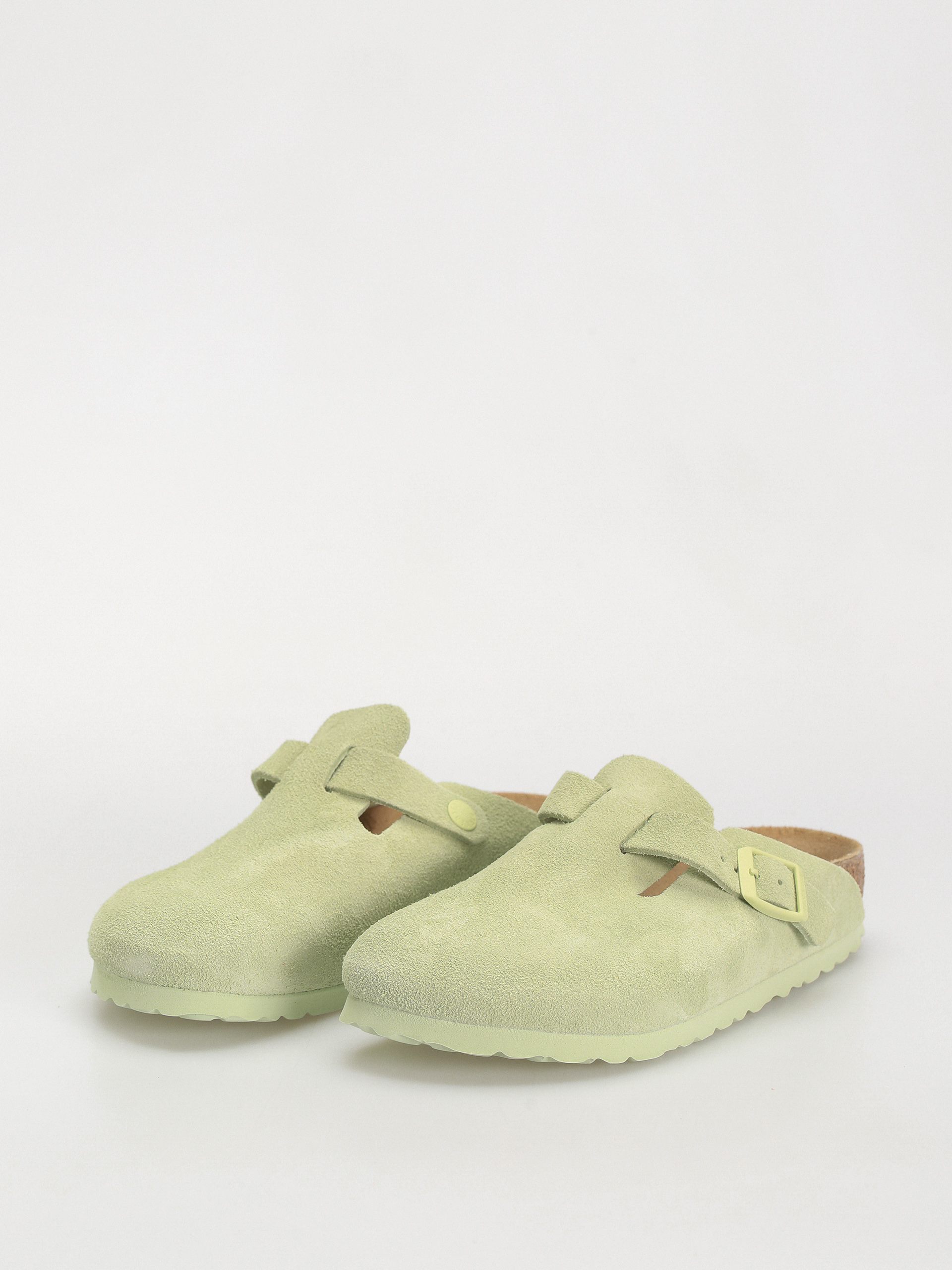 Plážovky Birkenstock Boston Suede Leather Narrow Wmn (faded lime)