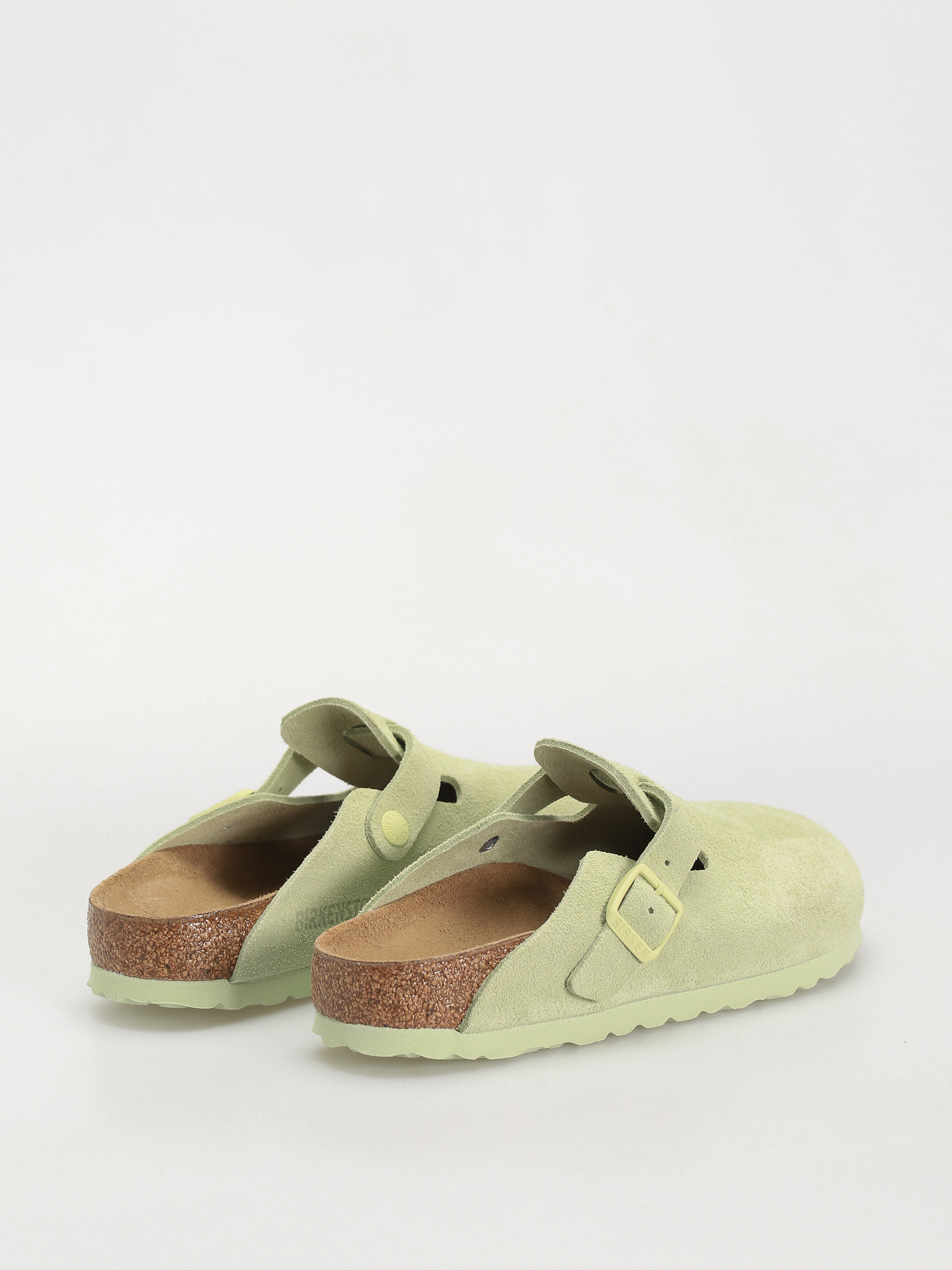Plážovky Birkenstock Boston Suede Leather Narrow Wmn (faded lime)