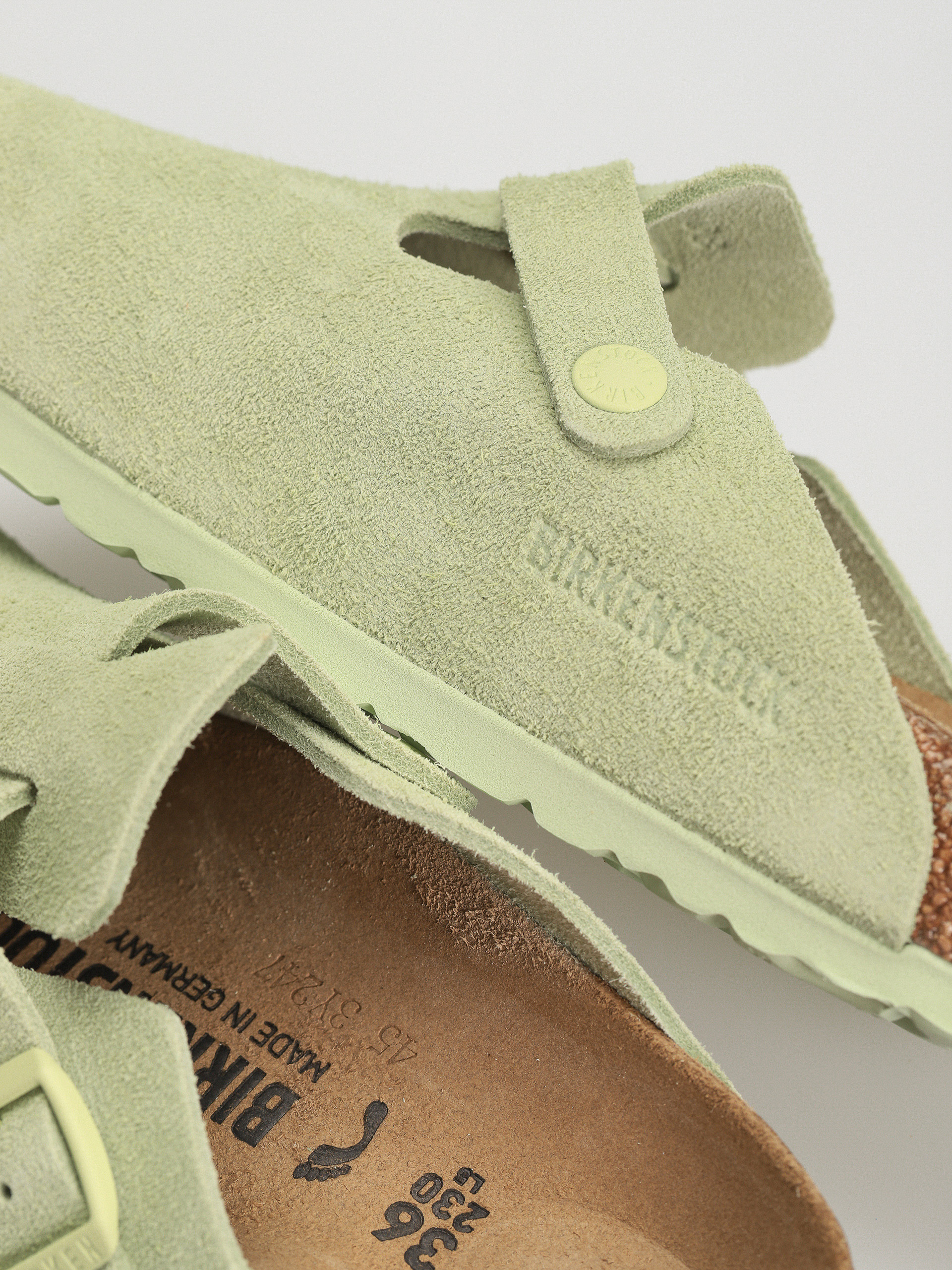 Plážovky Birkenstock Boston Suede Leather Narrow Wmn (faded lime)