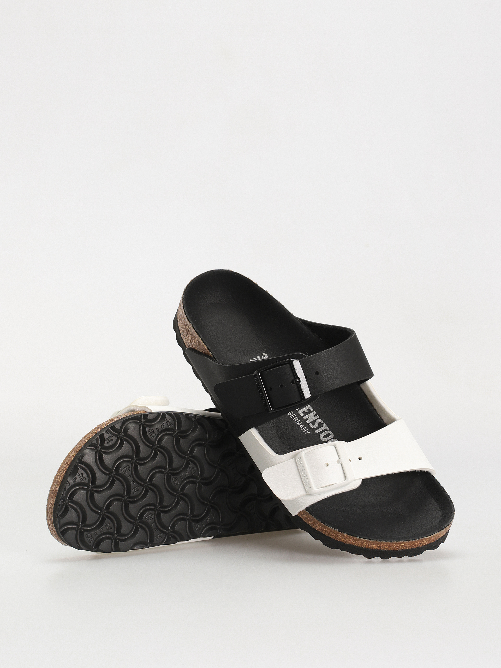 Plážovky Birkenstock Arizona Birko Flor Narrow Wmn (black/white)