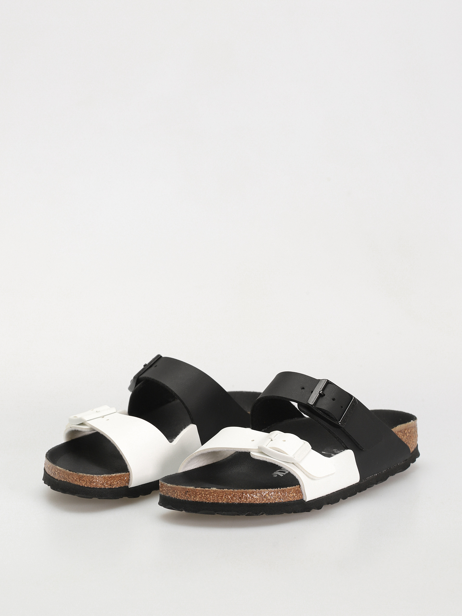 Plážovky Birkenstock Arizona Birko Flor Narrow Wmn (black/white)