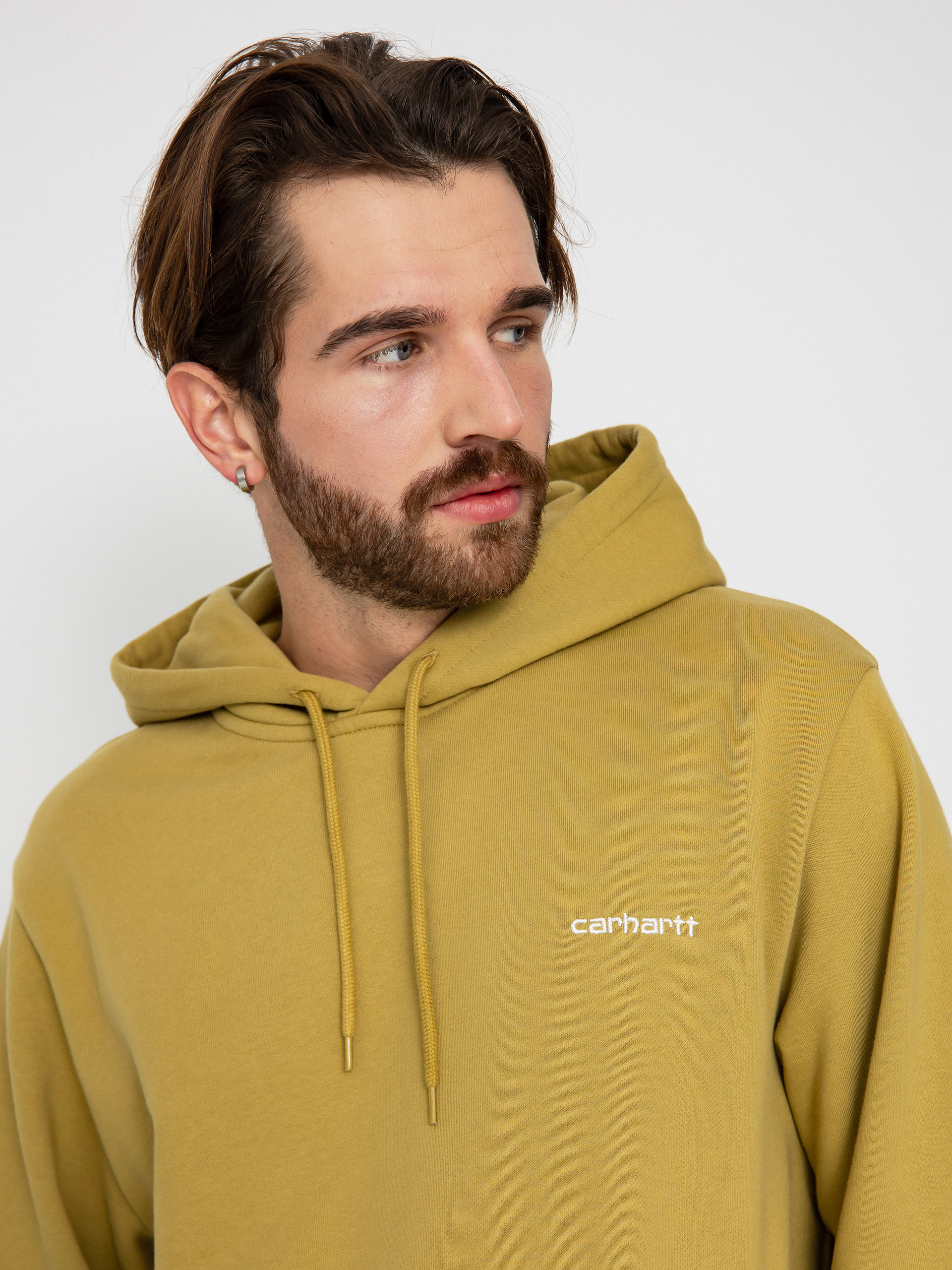 Mikina s kapucí Carhartt WIP Script Embroidery HD (agate/white)