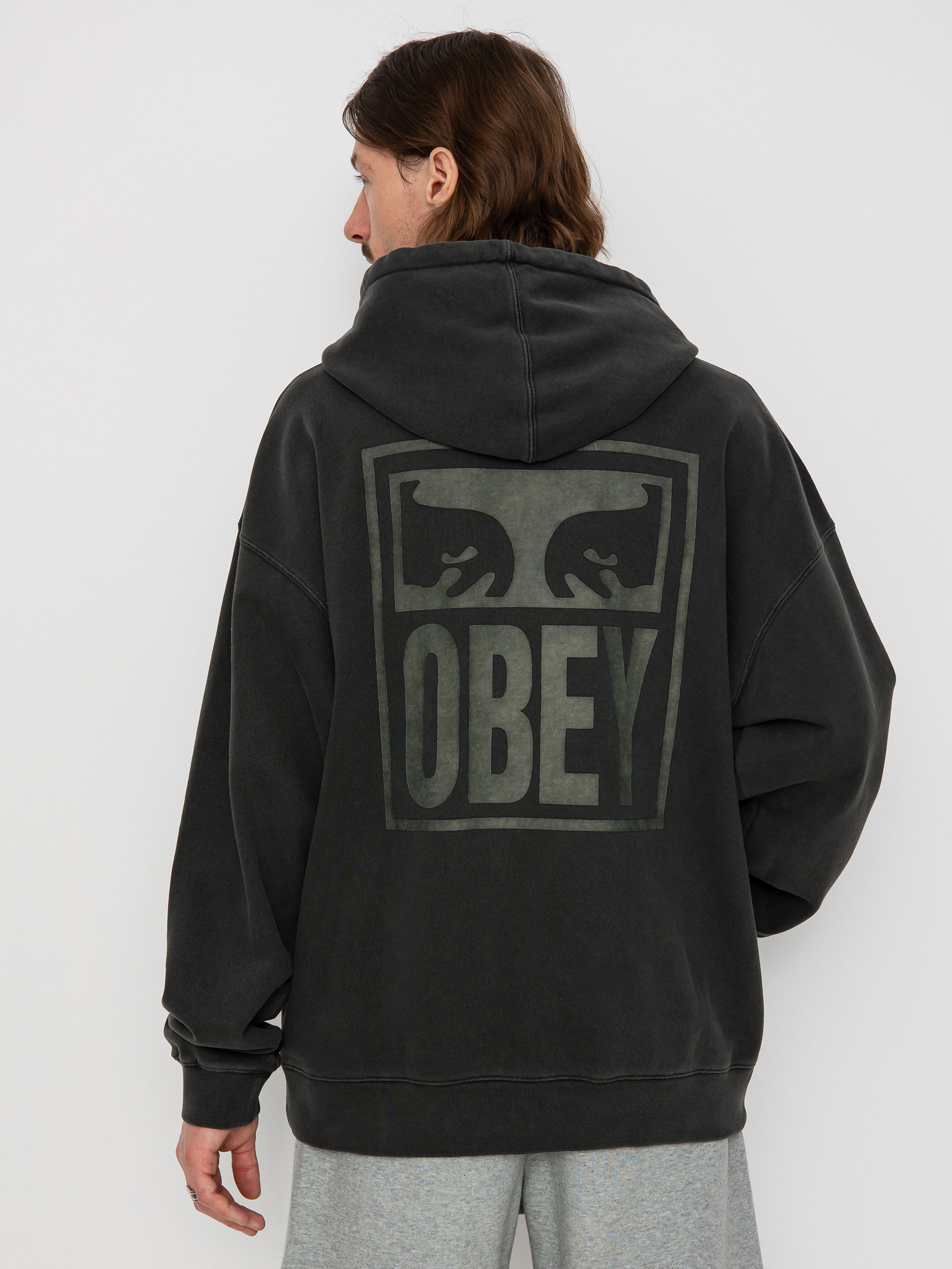 Mikina s kapucí OBEY Pigment Obey Eyes Icon Extra HD (pigment pirate black)