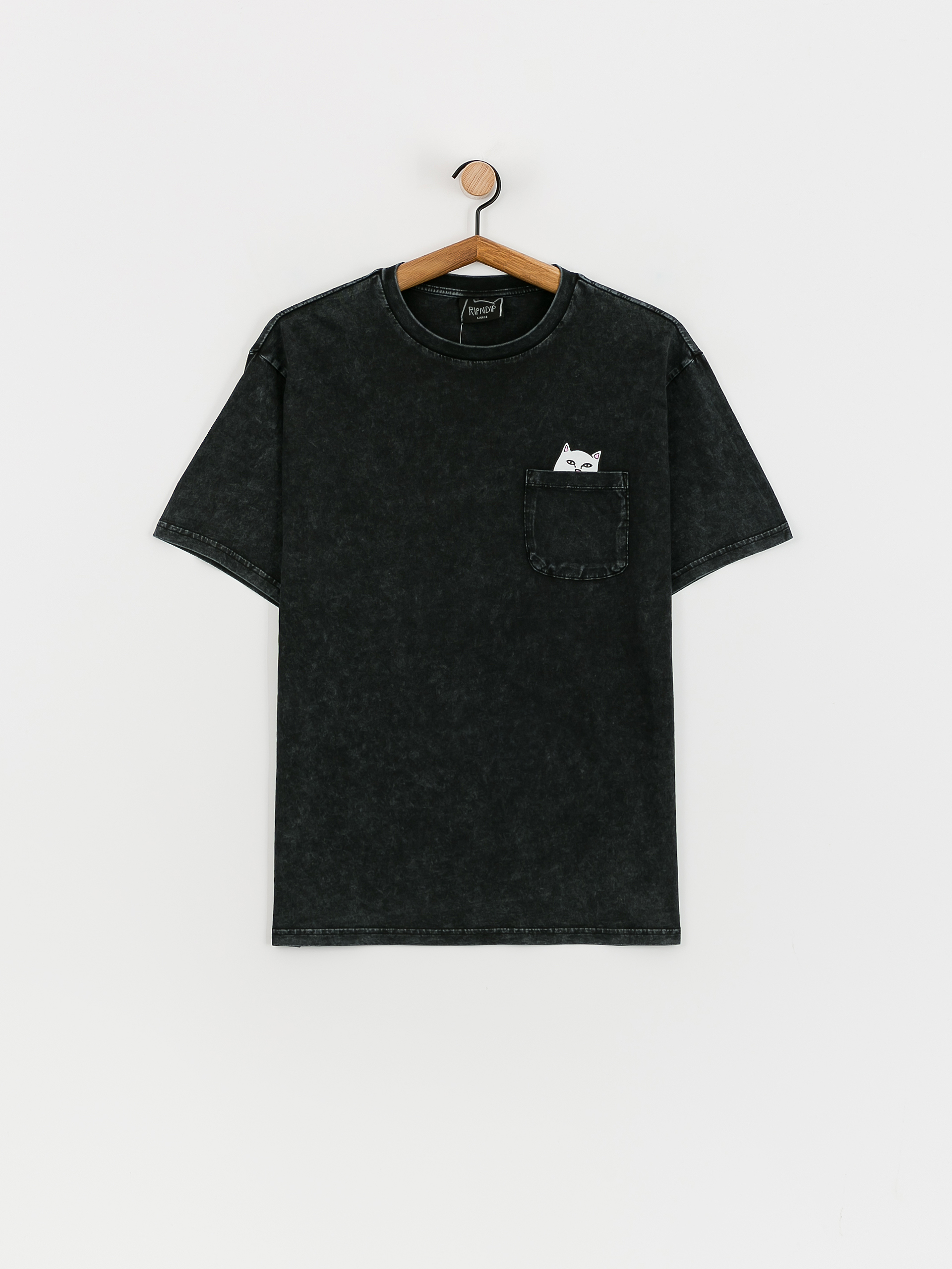 Tričko RipNDip Lord Nermal Pocket (black mineral wash)