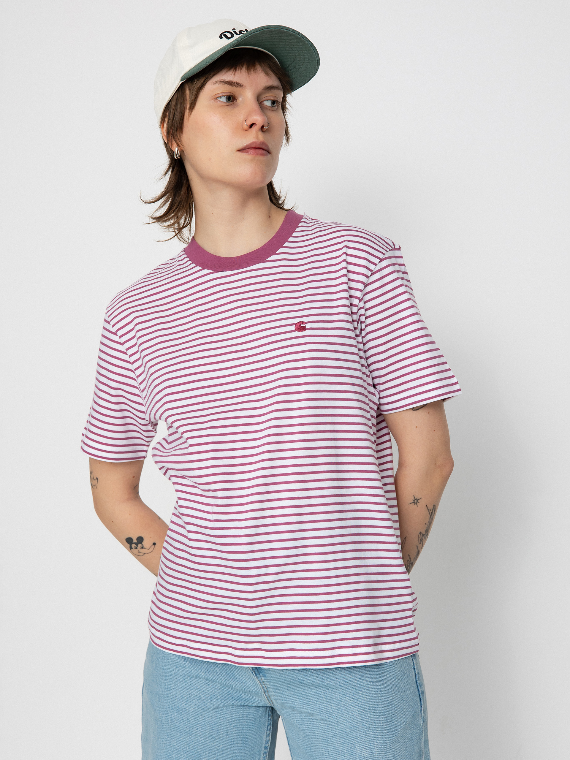 Tričko Carhartt WIP Coleen Wmn (coleen stripe/white/magenta)