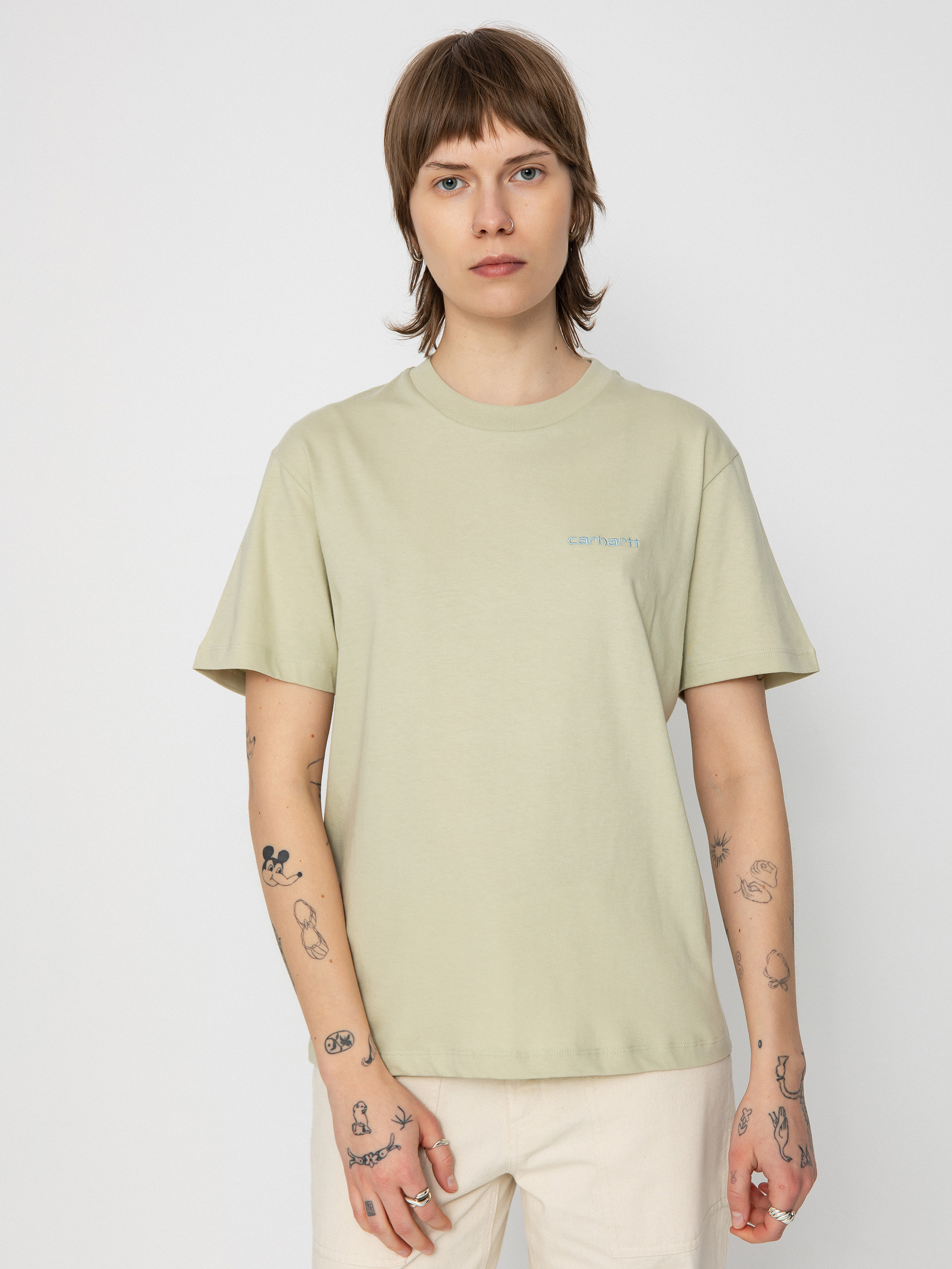 Tričko Carhartt WIP Script Embroidery Wmn (beryl/frosted blue)