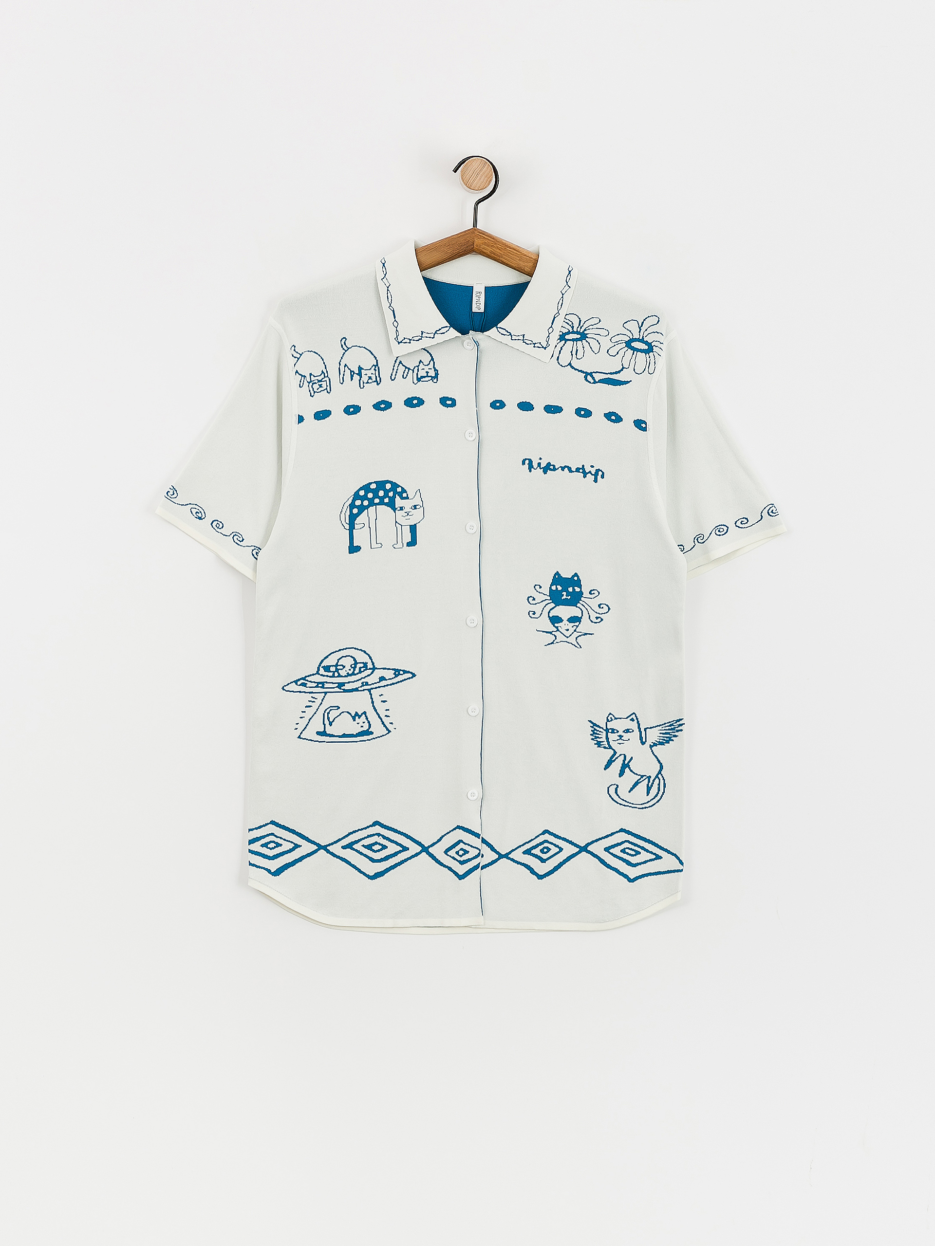 Košile RipNDip Blonded Knitted Button (off white)