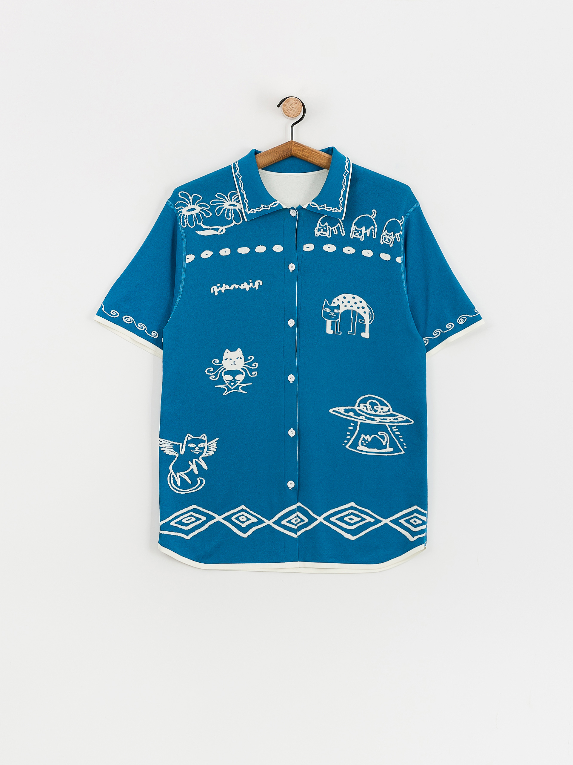 Košile RipNDip Blonded Knitted Button (off white)