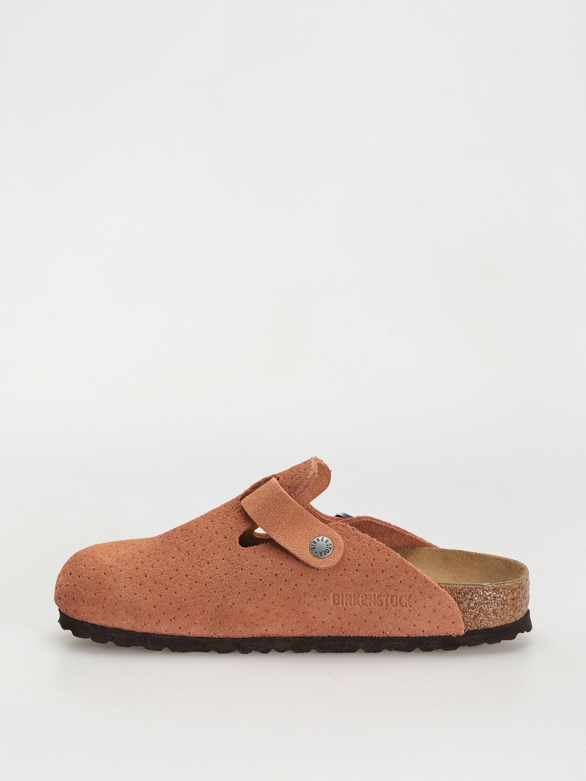 Plážovky Birkenstock Boston Suede Embossed Narrow Wmn (emboss dots burnt orange)
